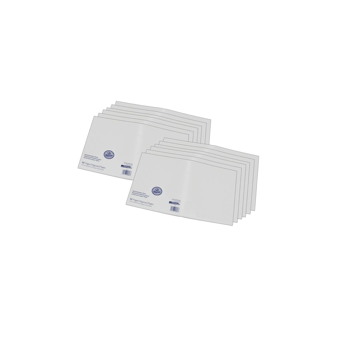 Prang® Beginner Sketch Booklet, Plain, 11" x 8-1/2", 16 Sheets / 32 Pages, Pack of 12