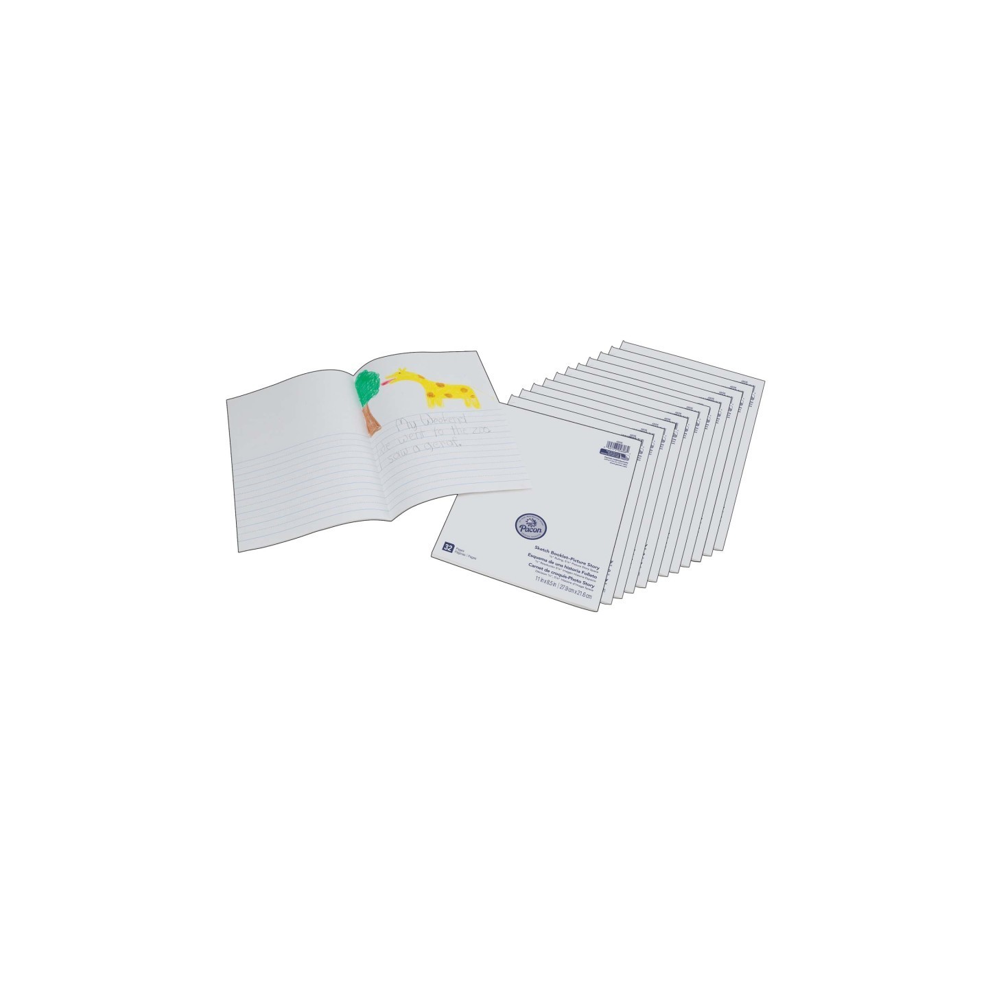 Prang® Beginner Sketch Booklet, Picture Story, 11" x 8-1/2", 16 Sheets / 32 Pages, Pack of 12