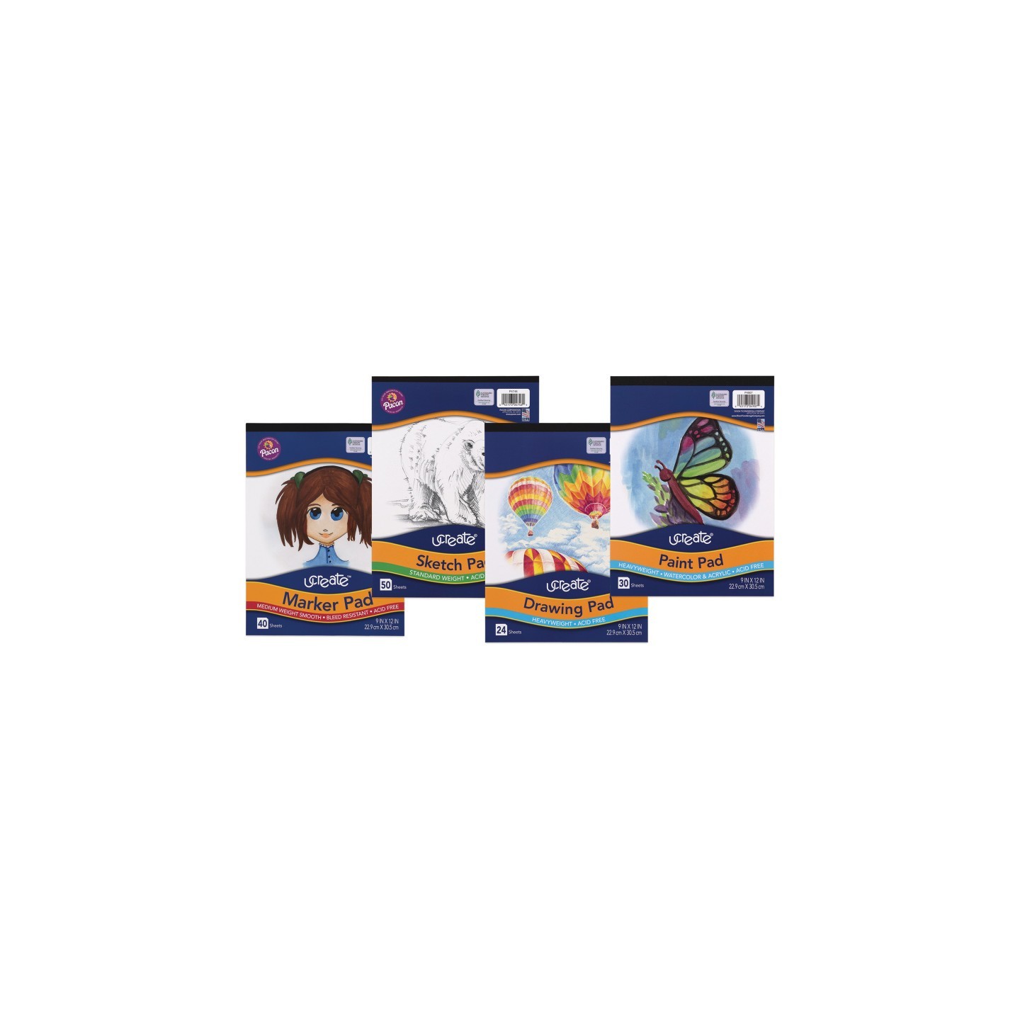 UCreate® Art Pad Bundle, 9" x 12", Sketch, Drawing, Paint, Marker, Set of 4