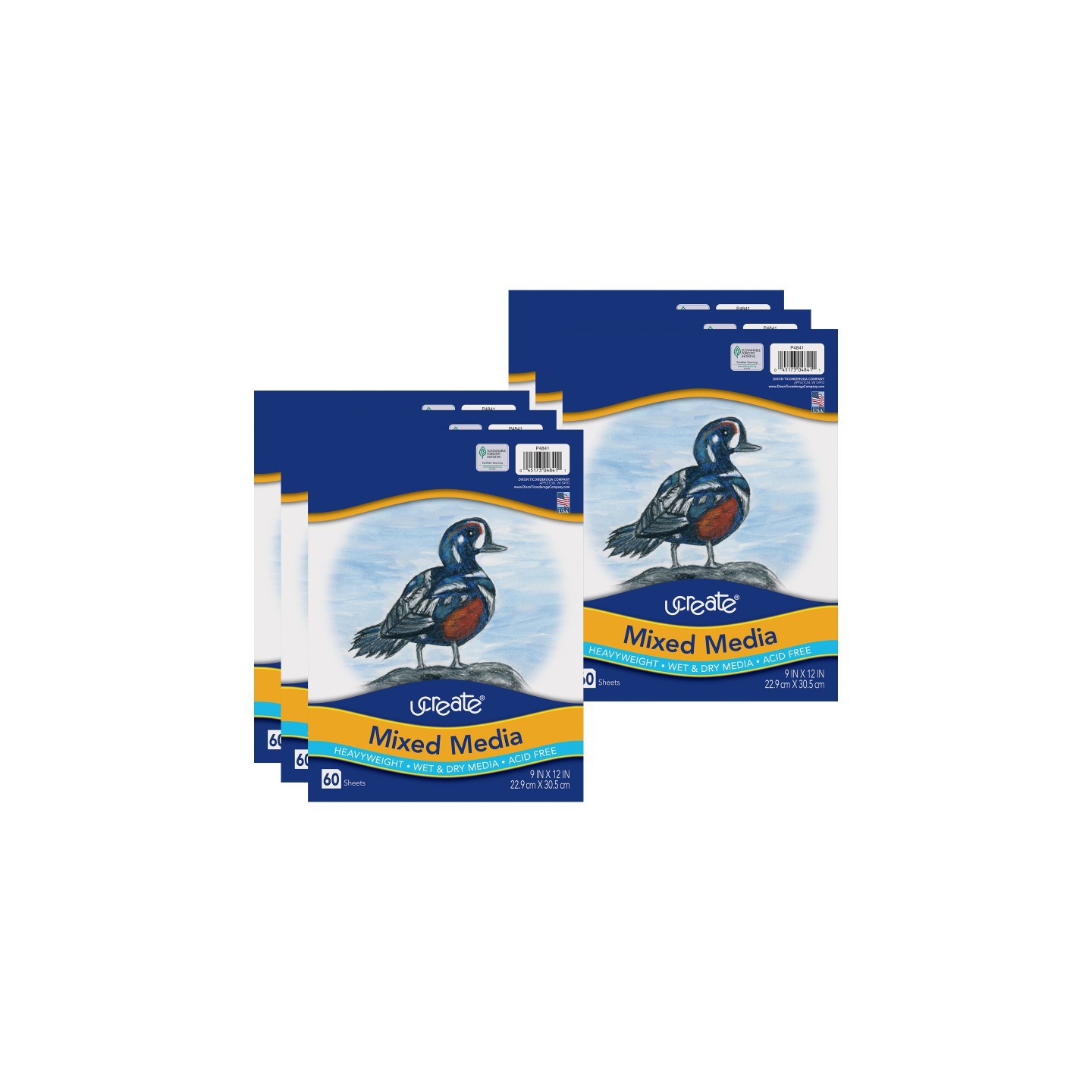 UCreate® Mixed Media Art Paper, Heavyweight, 9" x 12", 60 Sheets Per Pack, 6 Packs