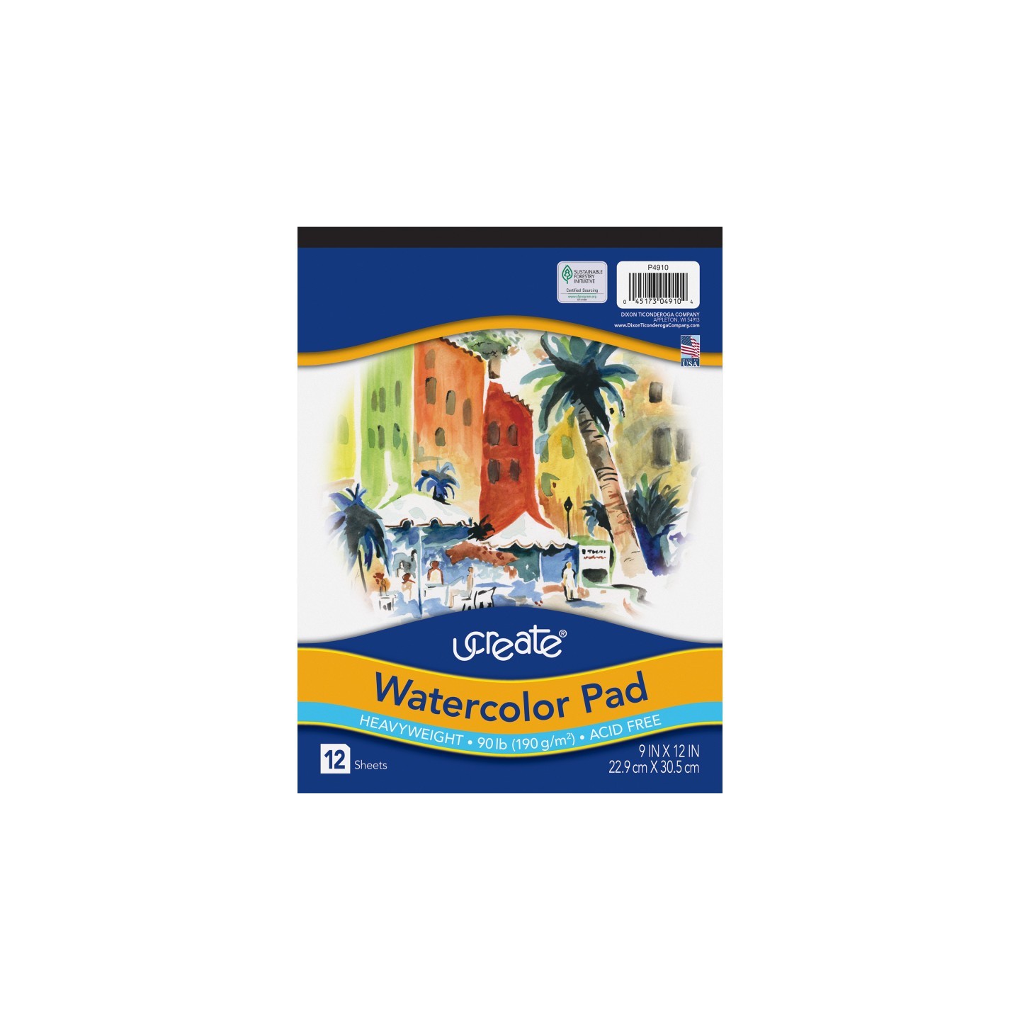 UCreate® Watercolor Pad, 90 lb., 9" x 12", 12 Sheets