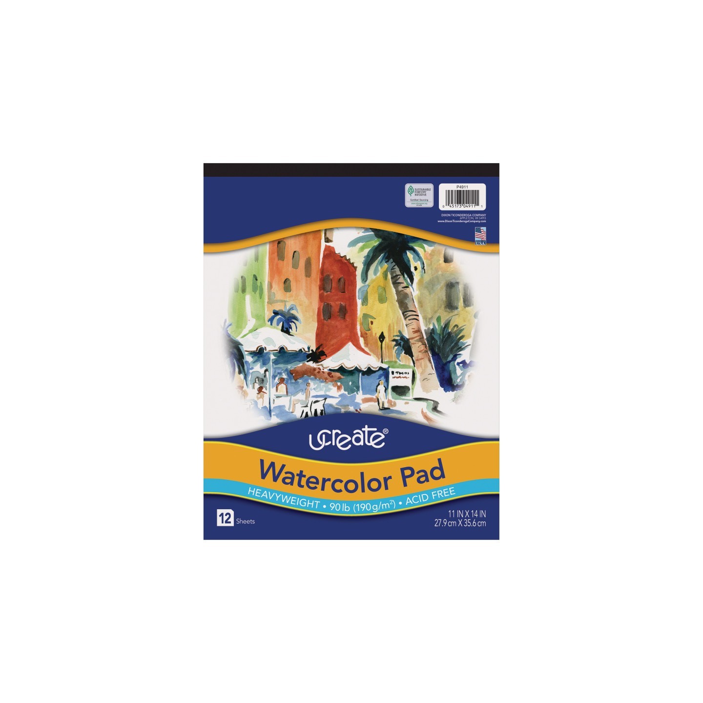 UCreate® Watercolor Pad, 90 lb., 11" x 14", 12 Sheets