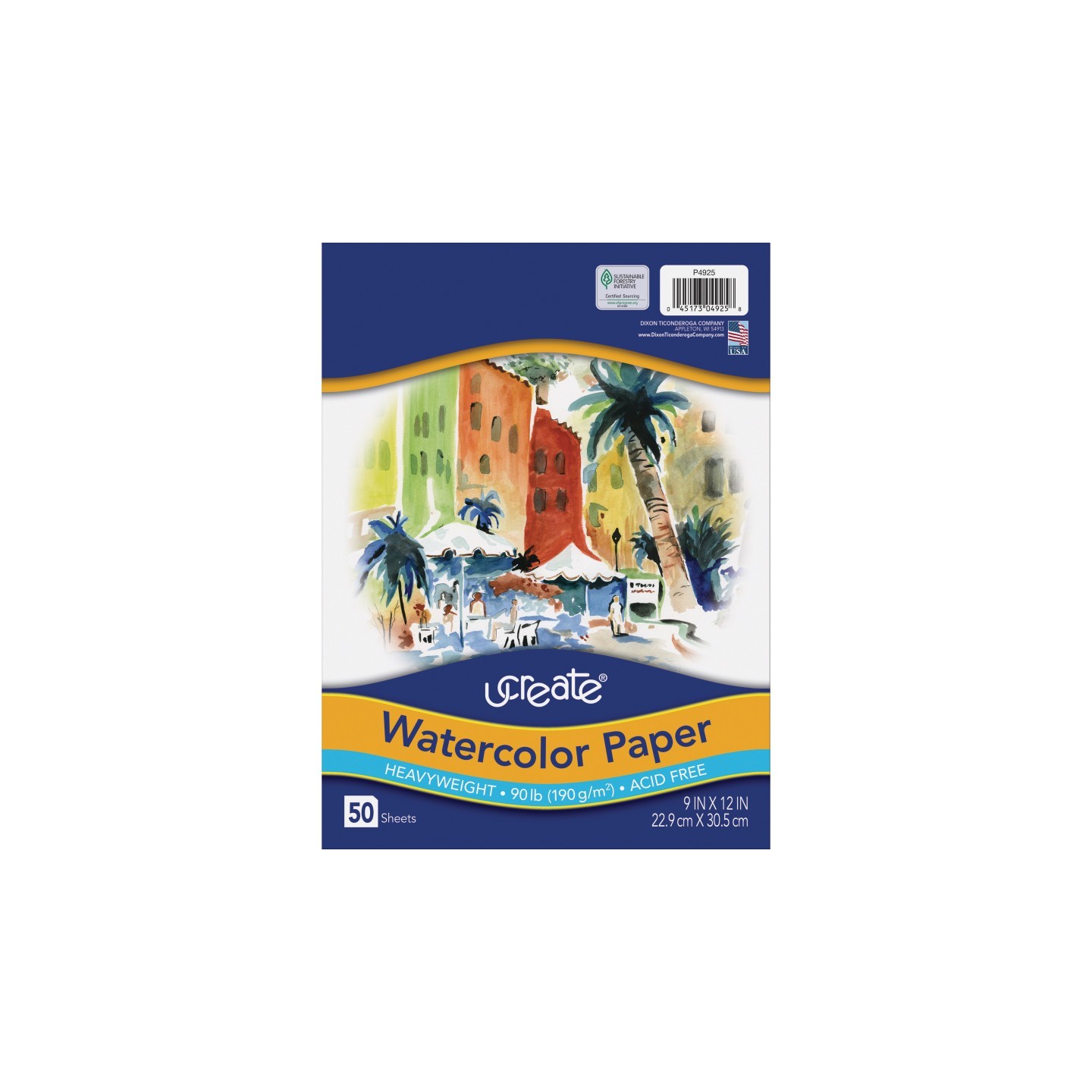 UCreate® Watercolor Paper, White, 90lb., 9" x 12", 50 Sheets