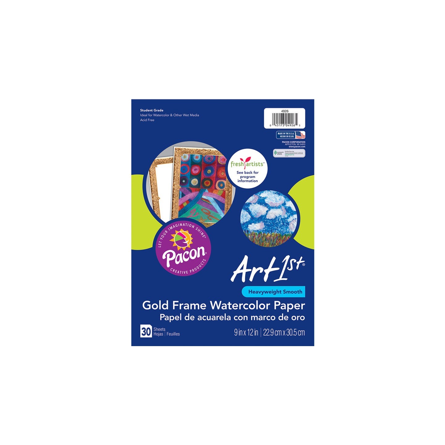 UCreate® Watercolor Paper, Gold Frame, 9" x 12", 30 Sheets