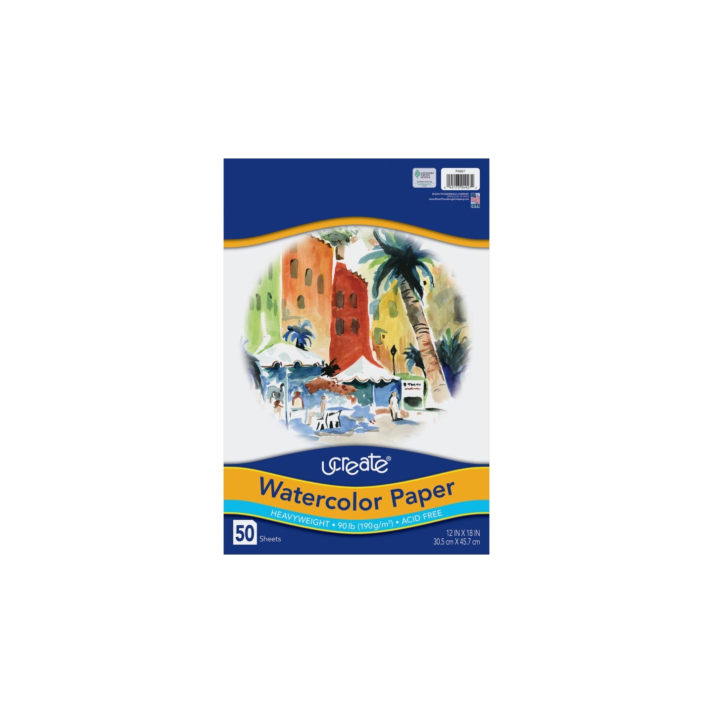 UCreate® Watercolor Paper, White, 90lb., 12" x 18", 50 Sheets