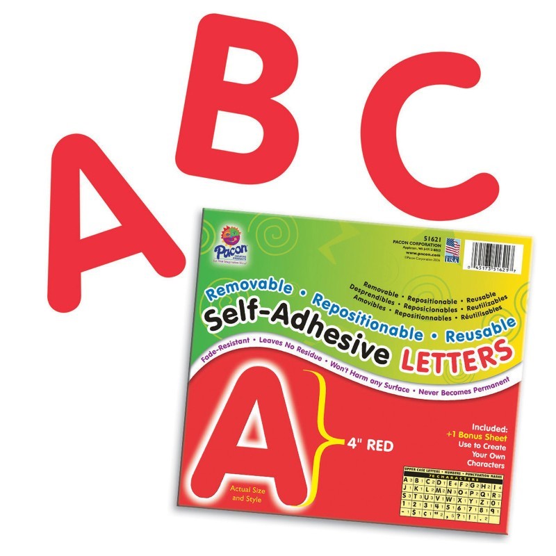 Pacon® Self-Adhesive Letters, Red, Puffy Font, 4", 78 Characters