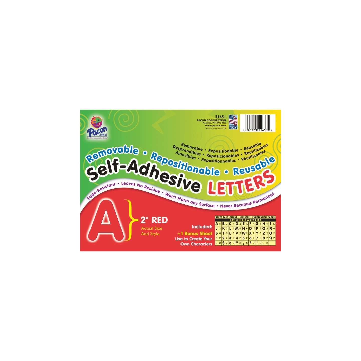Pacon® Self-Adhesive Letters, Red, Puffy Font, 2", 159 Characters