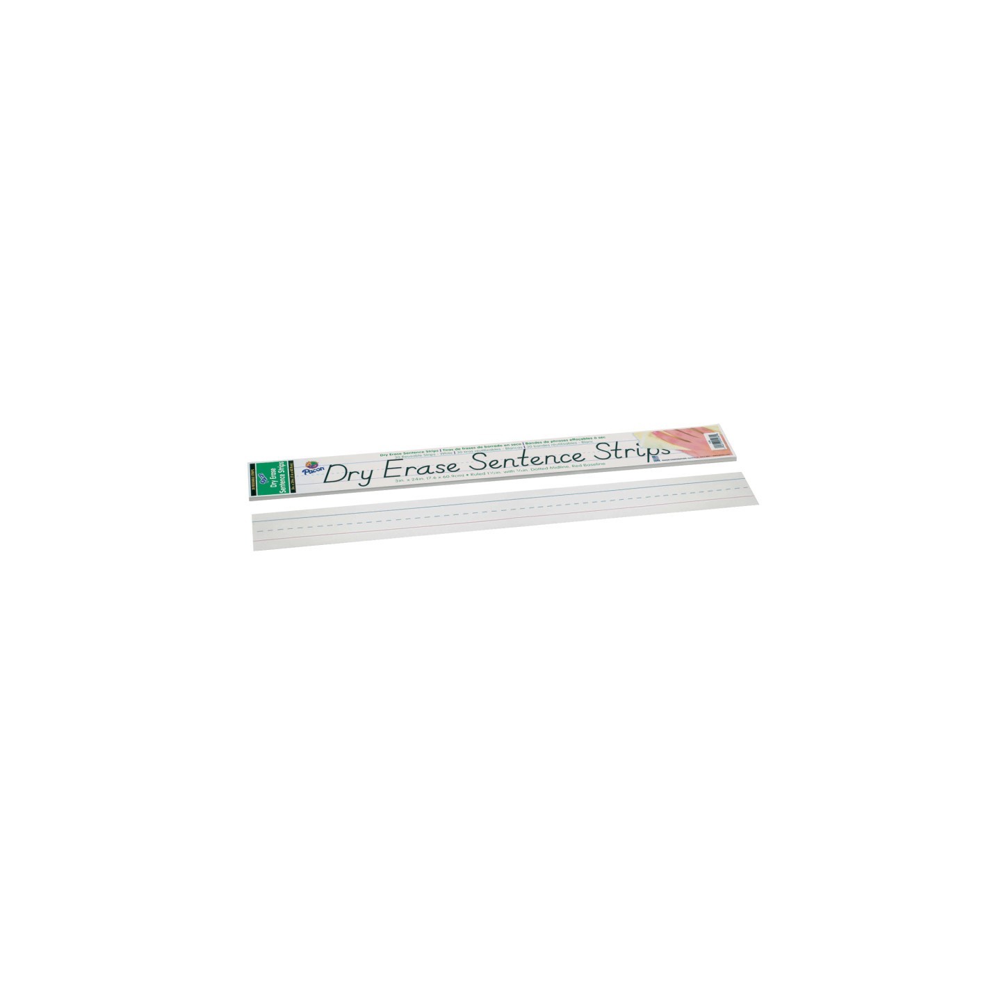 Pacon® Dry Erase Sentence Strips, White, 1-1/2" X 3/4" Ruled, 3" x 24", 30 Strips