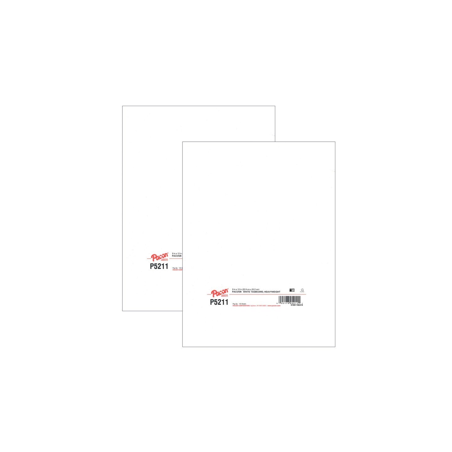 Pacon® Heavyweight Tagboard, White, 9" x 12", 100 Sheets Per Pack, 2 Packs