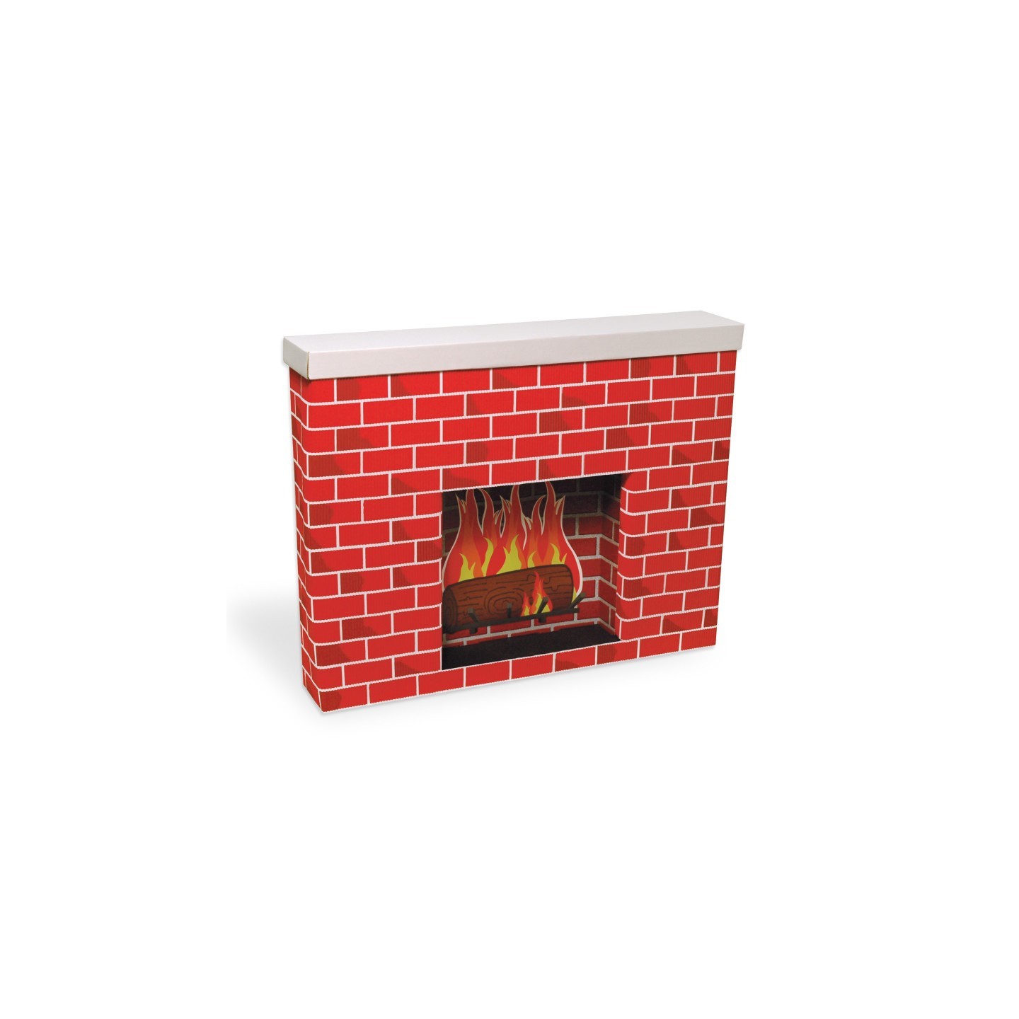 Corobuff® Corrugated Paper Fireplace, Tu-Tone Brick, 30"H x 38"W x 7"D