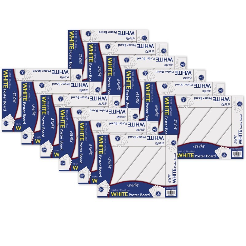UCreate® Poster Board, White, 11" x 14", 5 Sheets Per Pack, 12 Packs