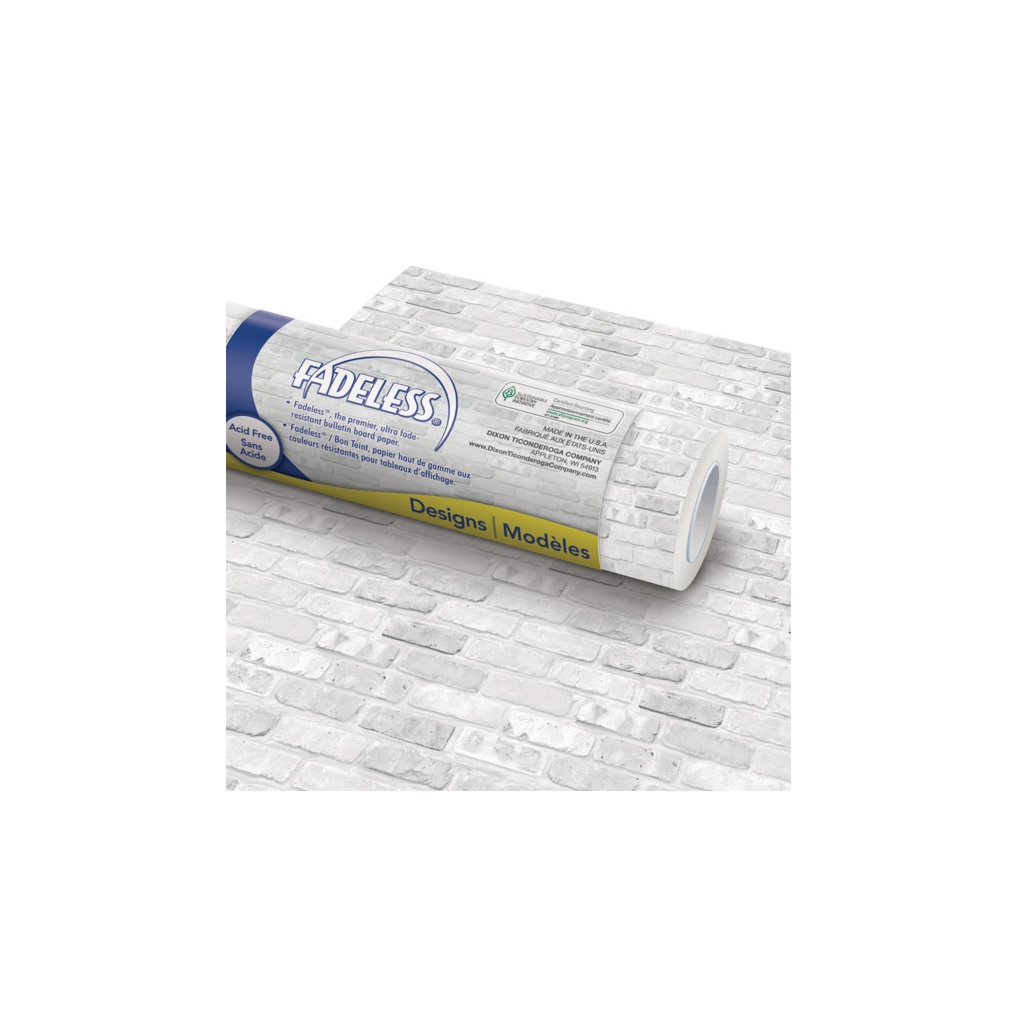 Fadeless® Bulletin Board Art Paper, White Brick, 48" x 50', 1 Roll