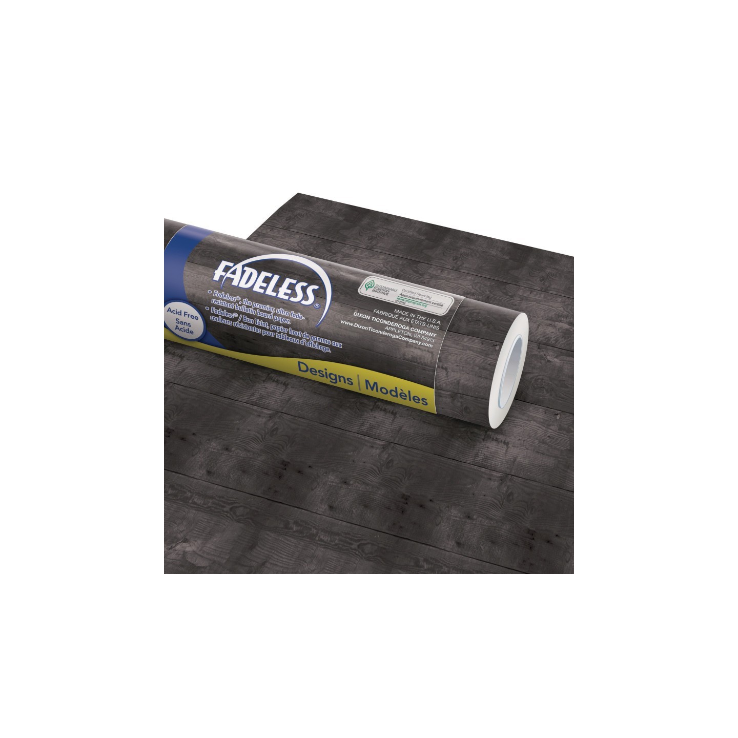Fadeless® Bulletin Board Art Paper, Black Shiplap, 48" x 50', 1 Roll