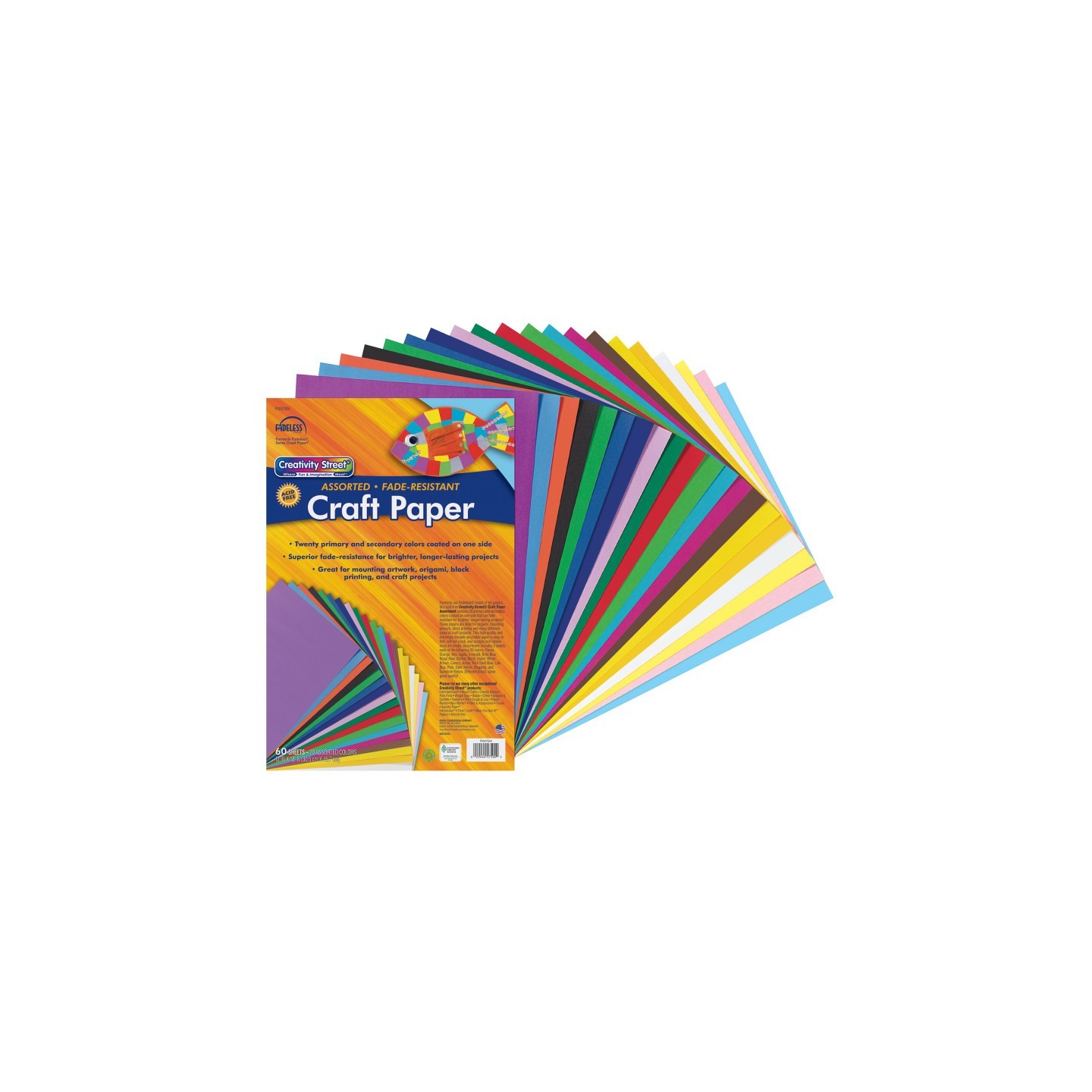 Creativity Street® Craft Paper, 20 Assorted Colors, 12" x 18", 60 Sheets