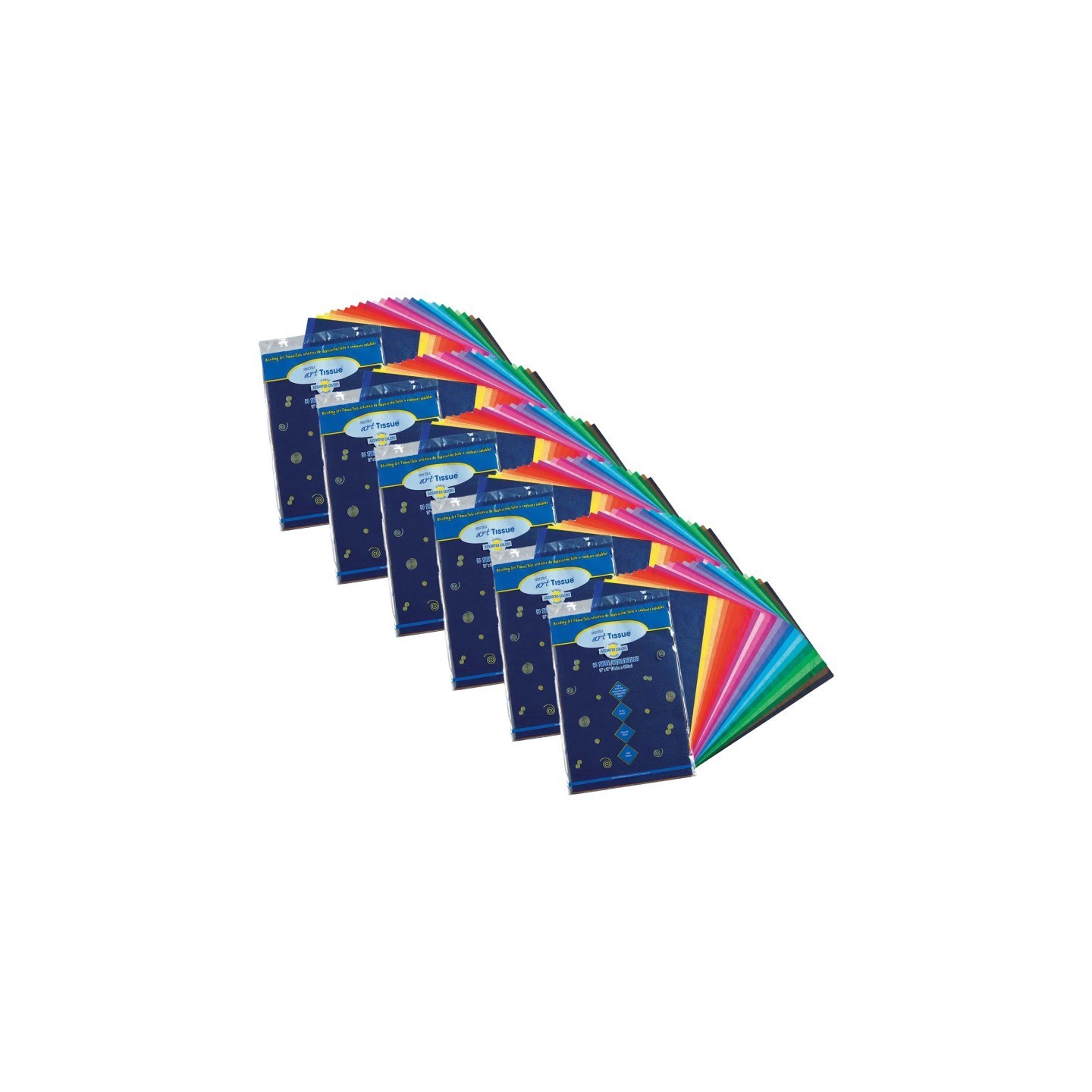 Spectra® Deluxe Bleeding Art Tissue, 25 Colors, 12" x 18", 50 Sheets Per Pack, 6 Packs