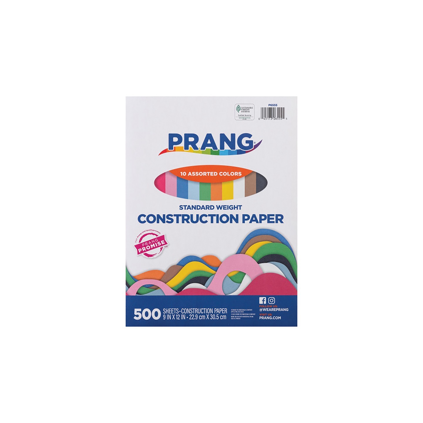 Prang® Construction Paper, Standard Weight, 10 Assorted Colors, 9" x 12", 500 Sheets