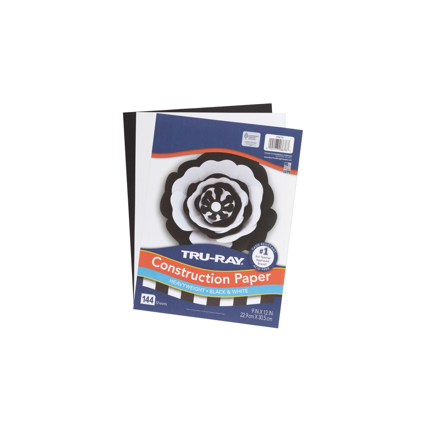 Tru-Ray® Premium Construction Paper, Heavyweight, Black & White, 9" x 12", 144 Sheets