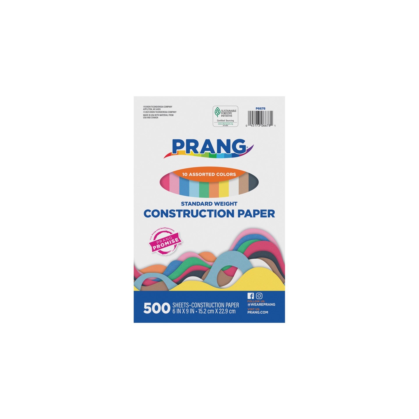 Prang® Construction Paper, Standard Weight, 10 Assorted Colors, 6" x 9", 500 Sheets