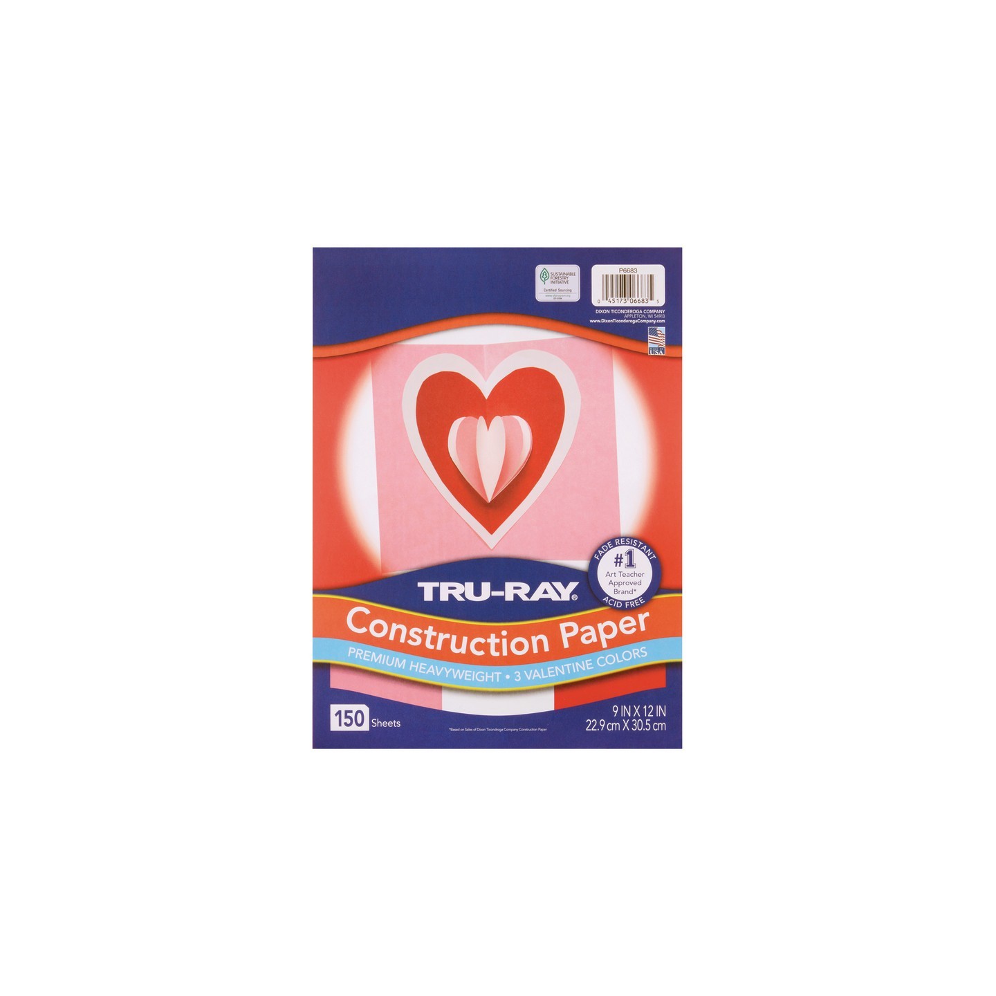 Tru-Ray® Construction Paper, Heavyweight, Valentine Assortment, 9" x 12", 150 Sheets