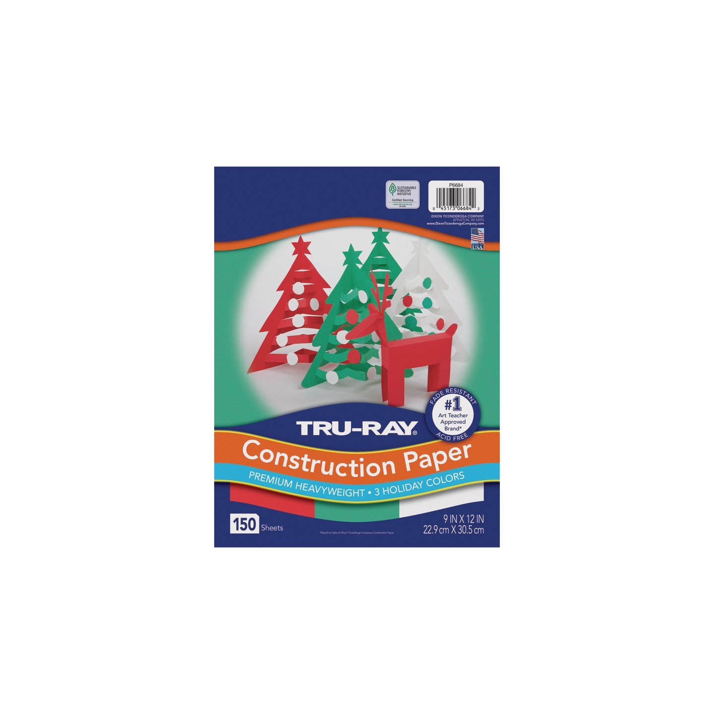 Tru-Ray® Construction Paper, Heavyweight, Holiday Assortment, 9" x 12", 150 Sheets