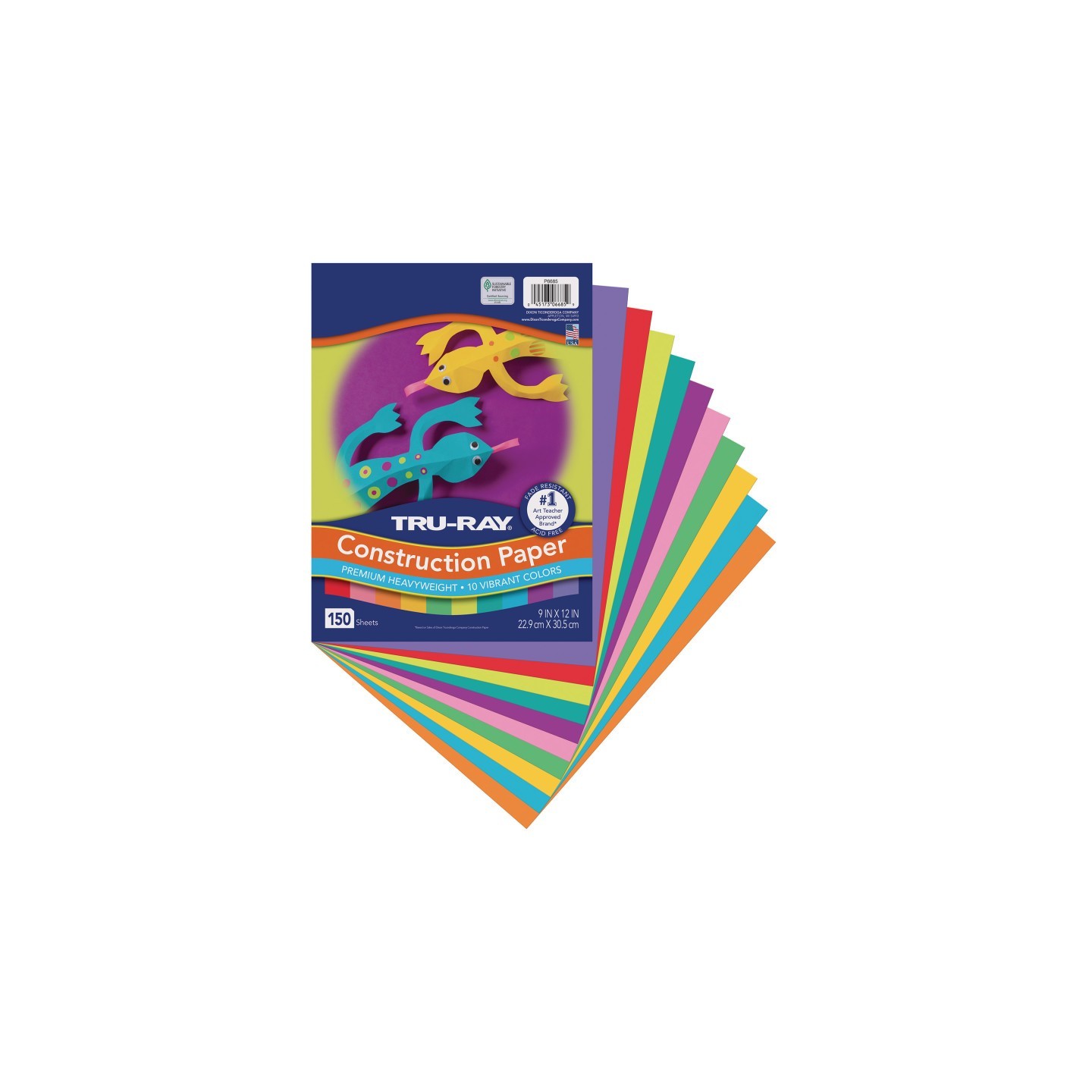 Tru-Ray® Construction Paper, Heavyweight, 10 Vibrant Colors, 9" x 12", 150 Sheets