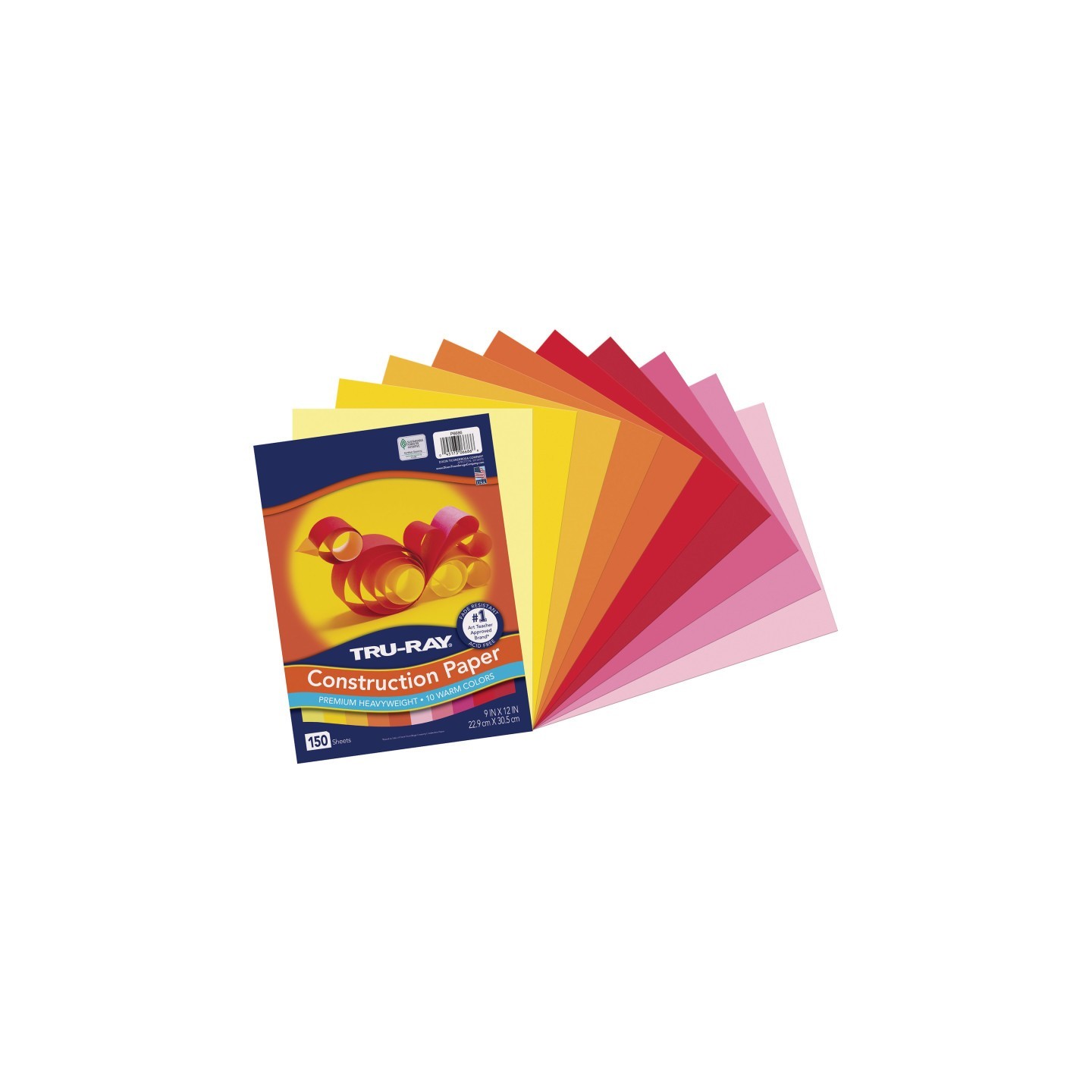 Tru-Ray® Construction Paper, Heavyweight, Warm Assorted, 9" x 12", 150 Sheets