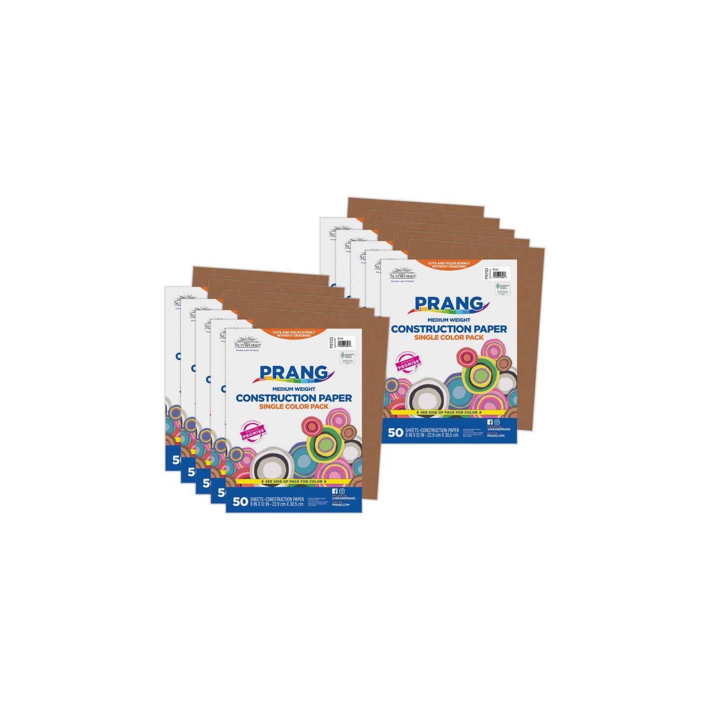 Prang® Construction Paper, Medium Weight, Brown, 9" x 12", 50 Sheets Per Pack, 10 Packs