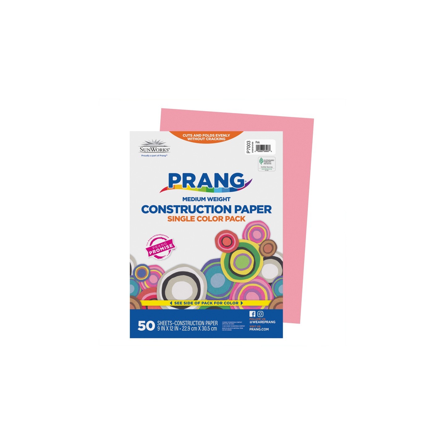 Prang® Construction Paper, Medium Weight, Pink, 9" x 12", 50 Sheets