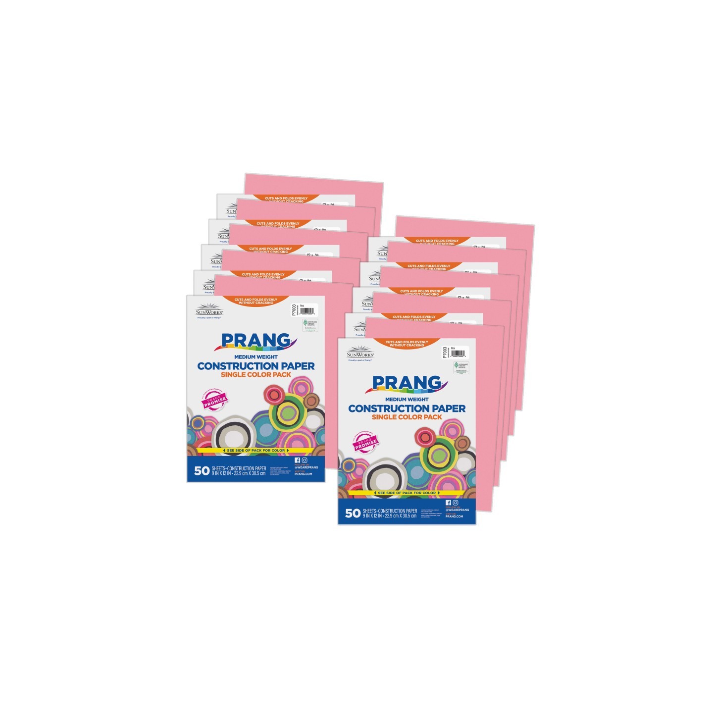 Prang® Construction Paper, Medium Weight, Pink, 9" x 12", 50 Sheets Per Pack, 10 Packs