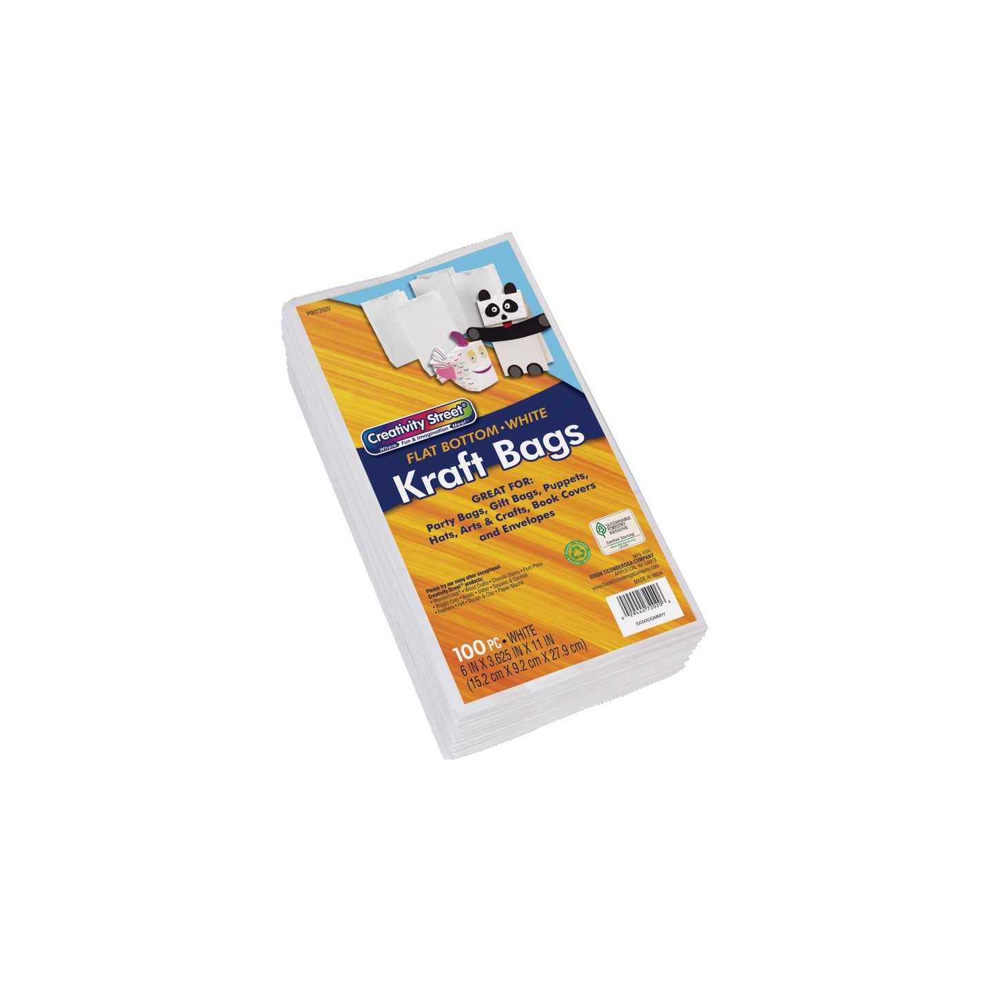 Creativity Street® Kraft Bag, White, 6" x 3-5/8" x 11", 100 Bags