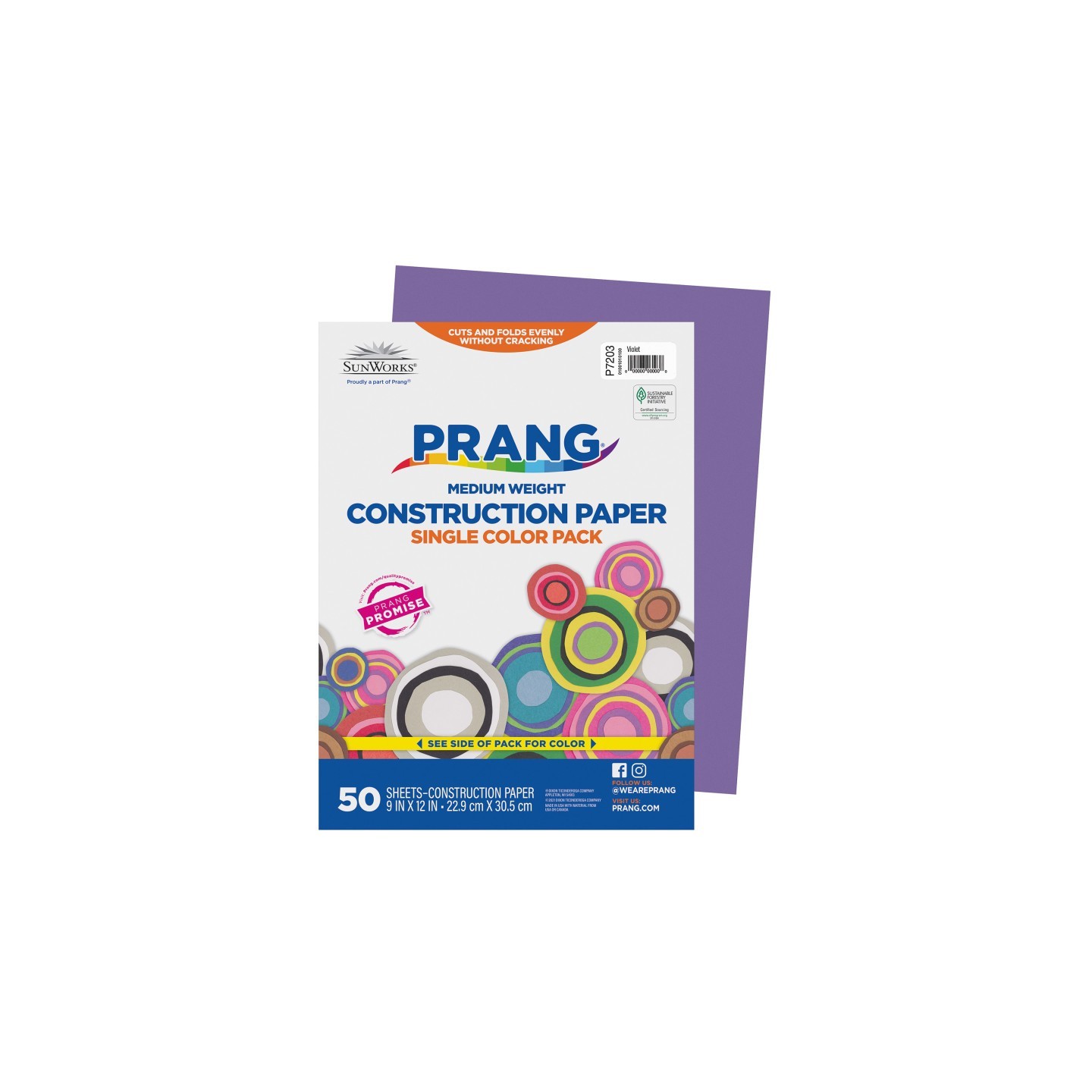 Prang® Construction Paper, Medium Weight, Violet, 9" x 12", 50 Sheets
