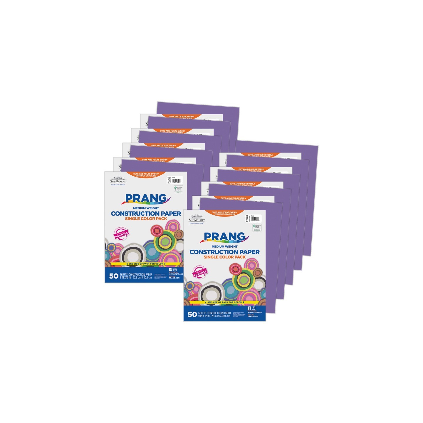 Prang® Construction Paper, Medium Weight, Violet, 9" x 12", 50 Sheets Per Pack, 10 Packs