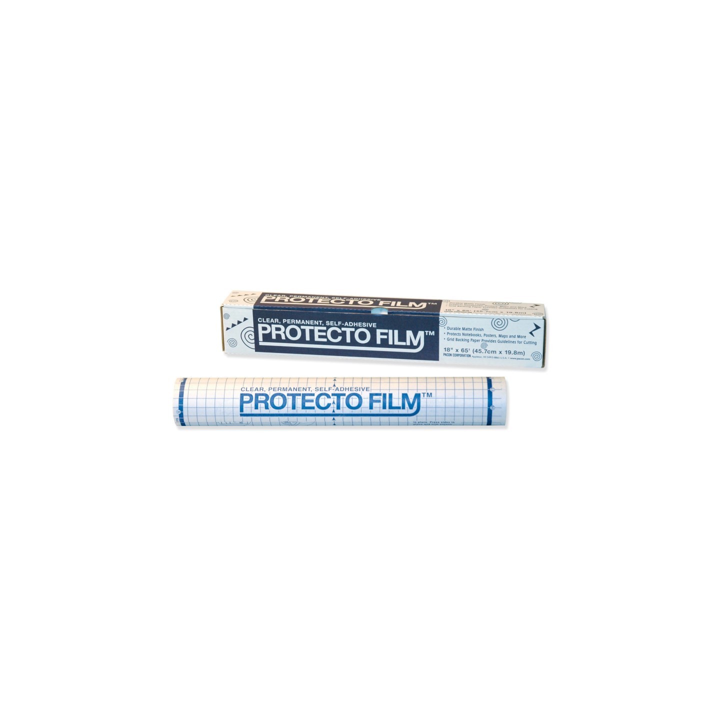 Pacon® Protecto Film™, Clear, Non-Glare Plastic, Dispenser Box Included, 18" x 65', 1 Roll
