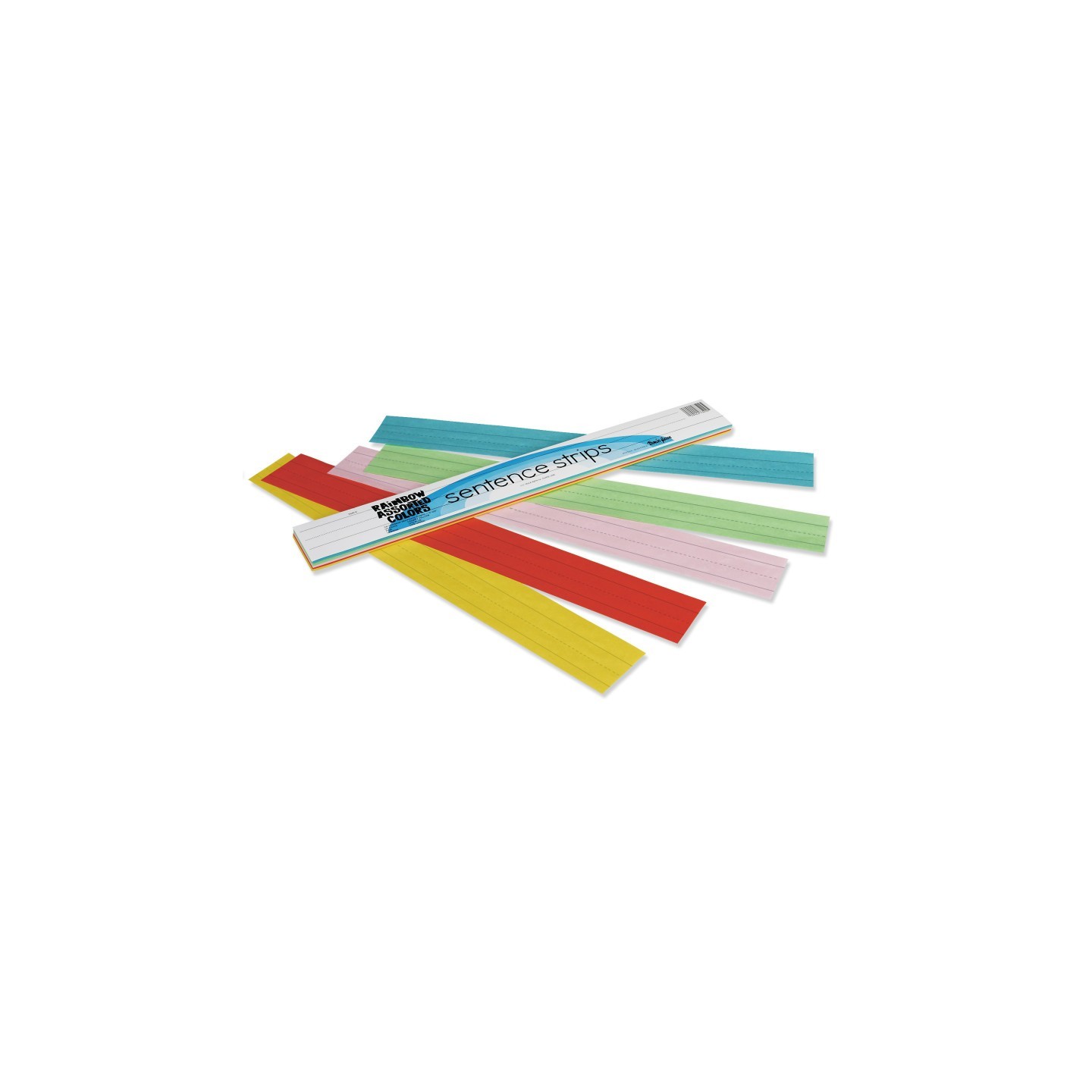 Rainbow® Kraft Lightweight Sentence Strips, 5 Assorted Colors, 1-1/2" x 3/4" Ruled 3" x 24", 100 Strips