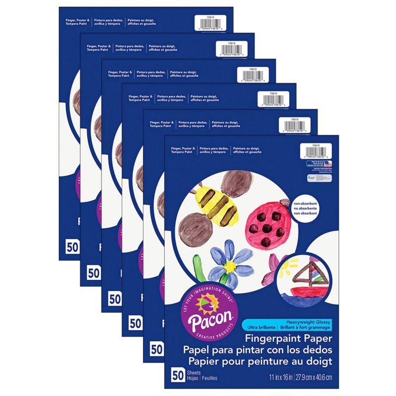 Prang® Fingerpaint Paper, White, 11" x 16", 50 Sheets Per Pack, 6 Packs