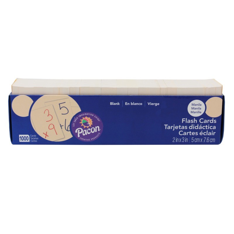 Pacon® Blank Flash Card Dispenser Box, Manila, Unruled 3" x 2", 1000 Cards