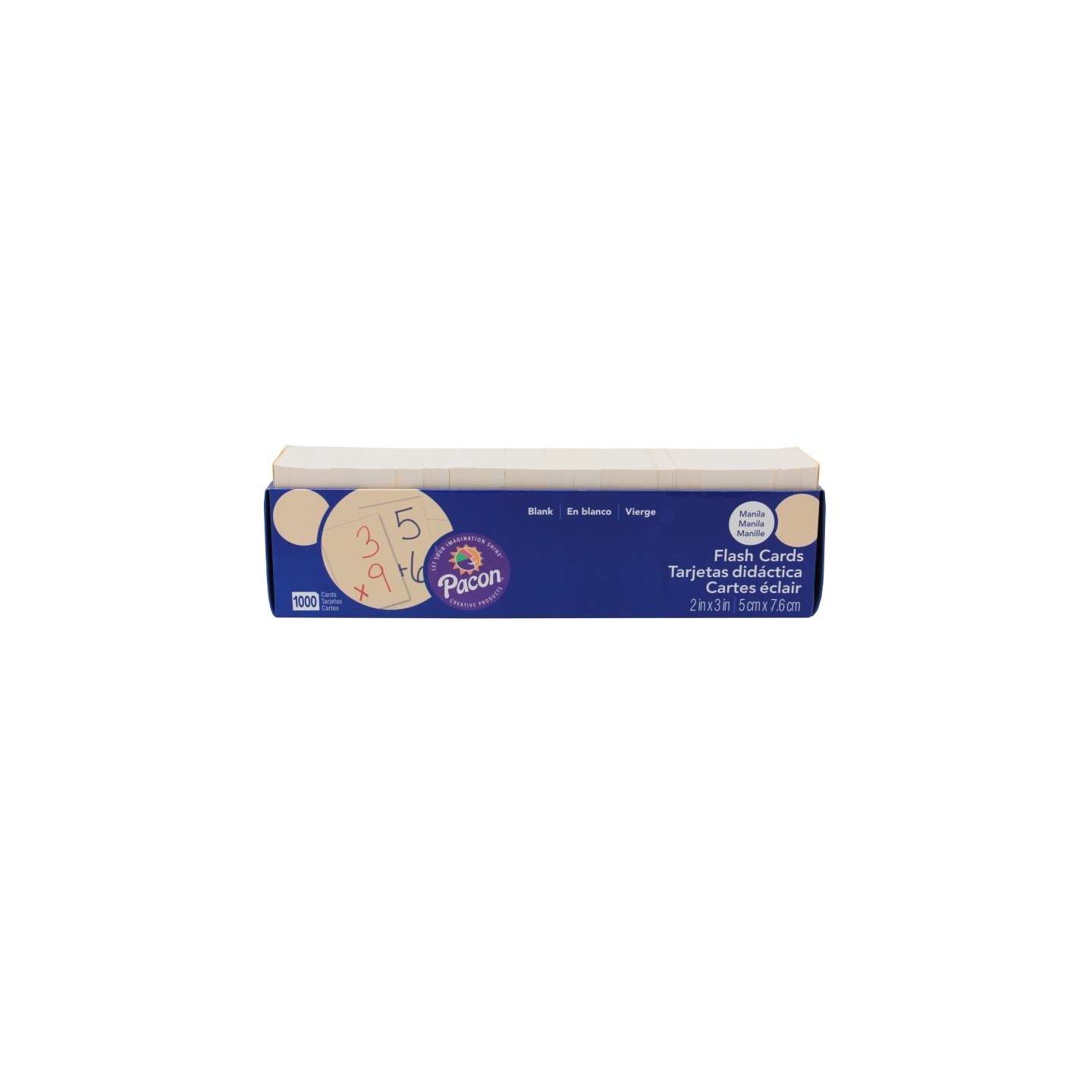 Pacon® Blank Flash Card Dispenser Box, Manila, Unruled 3" x 2", 1000 Cards