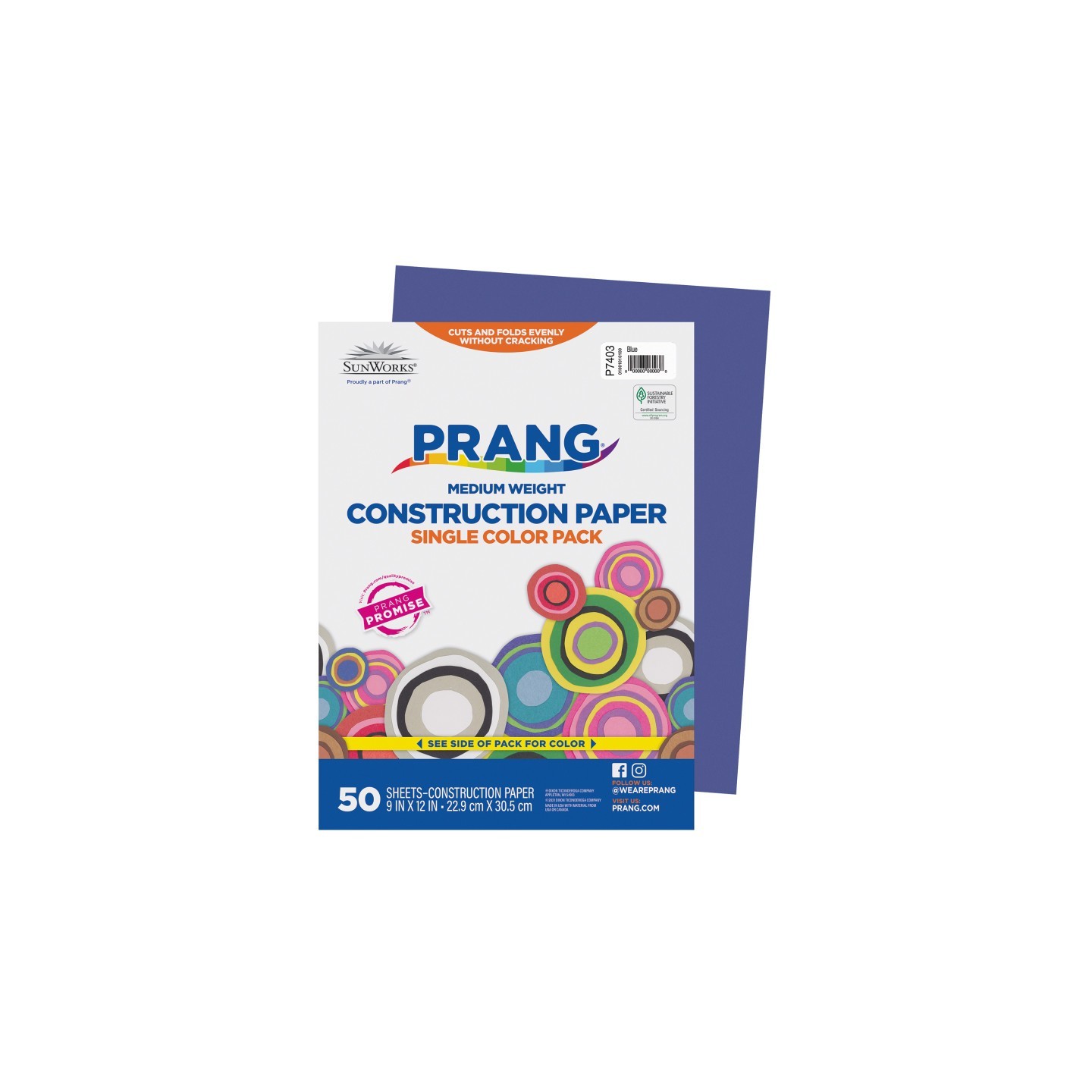 Prang® Construction Paper, Medium Weight, Blue, 9" x 12", 50 Sheets