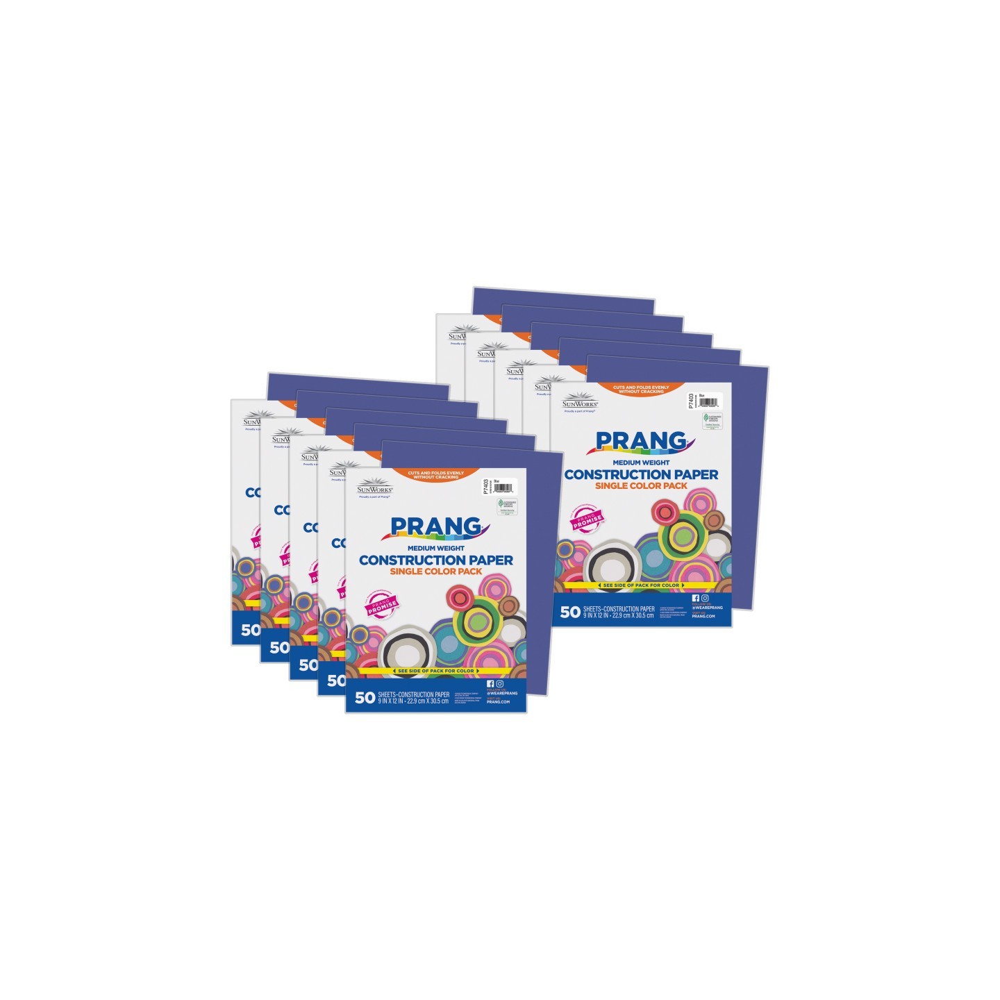Prang® Construction Paper, Medium Weight, Blue, 9" x 12", 50 Sheets Per Pack, 10 Packs