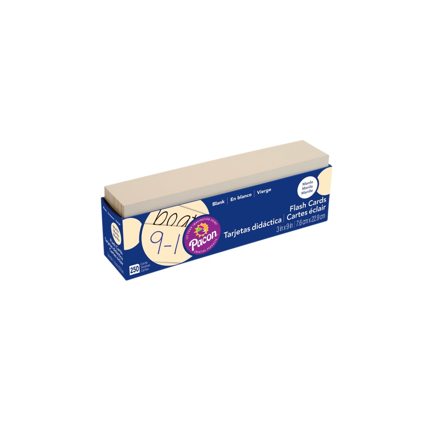 Pacon® Blank Flash Card Dispenser Box, Manila, Unruled 3" x 9", 250 Cards