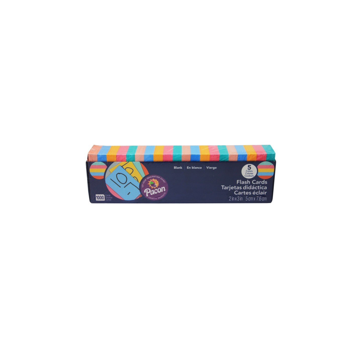 Pacon® Blank Flash Cards with Dispenser Box, 5 Assorted Colors, Unruled 3" x 2", 1000 Cards