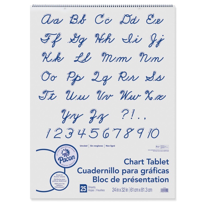 Pacon® Chart Tablet, Cursive Cover, Unruled 24" x 32", 25 Sheets