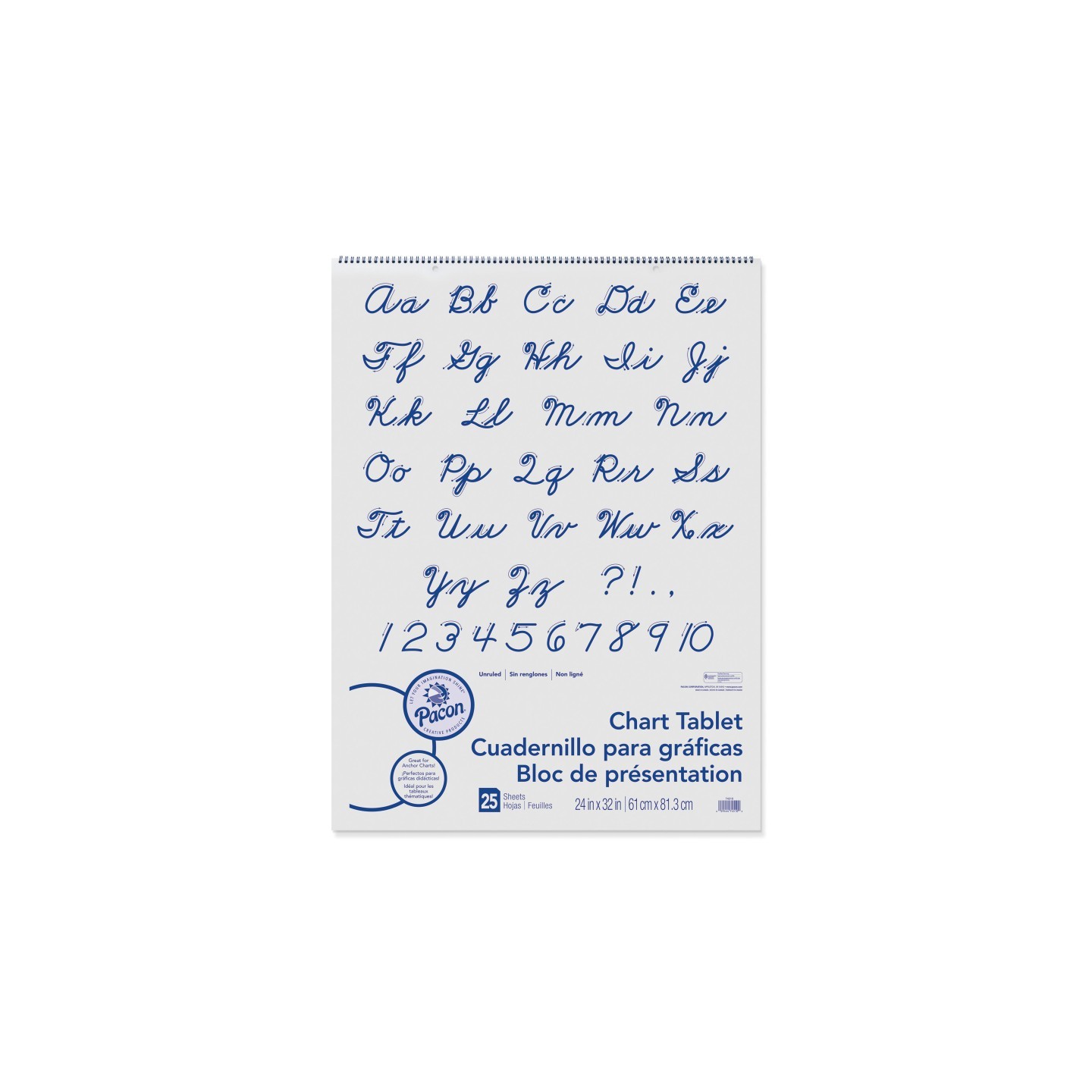 Pacon® Chart Tablet, Cursive Cover, Unruled 24" x 32", 25 Sheets