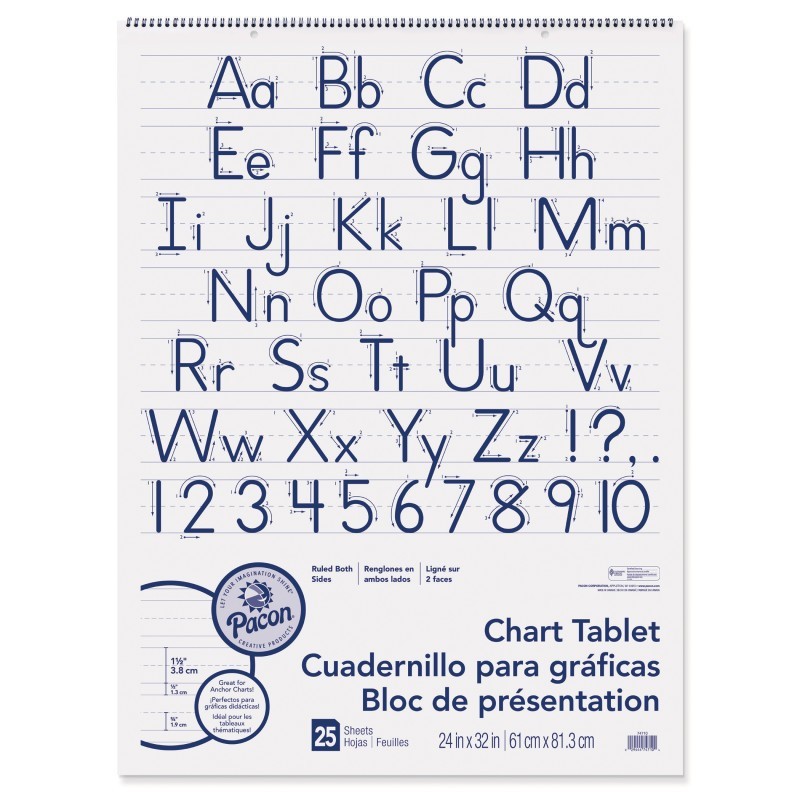 Pacon® Chart Tablet, Manuscript Cover, 1-1/2" Ruled, 24" x 32", 25 Sheets