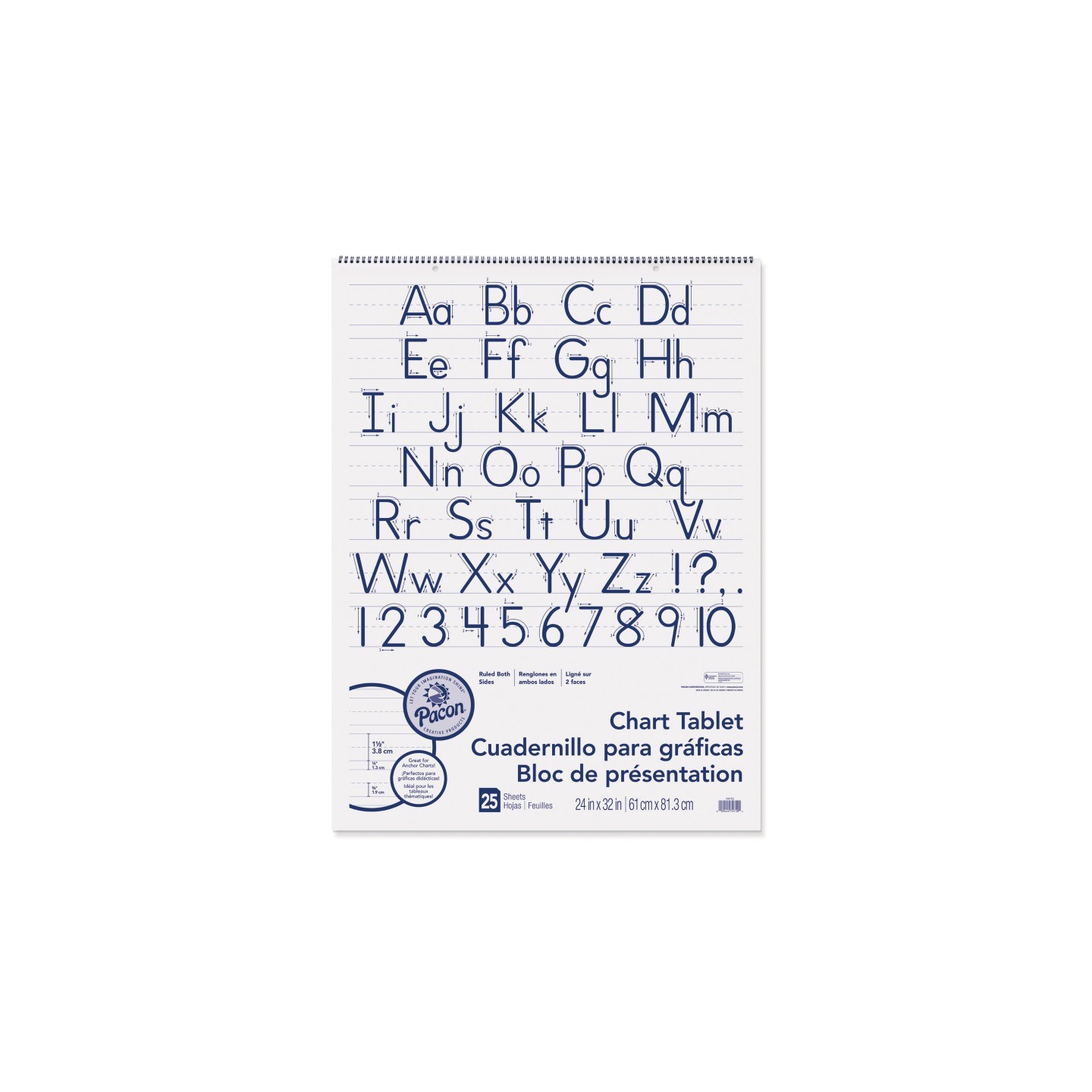 Pacon® Chart Tablet, Manuscript Cover, 1-1/2" Ruled, 24" x 32", 25 Sheets
