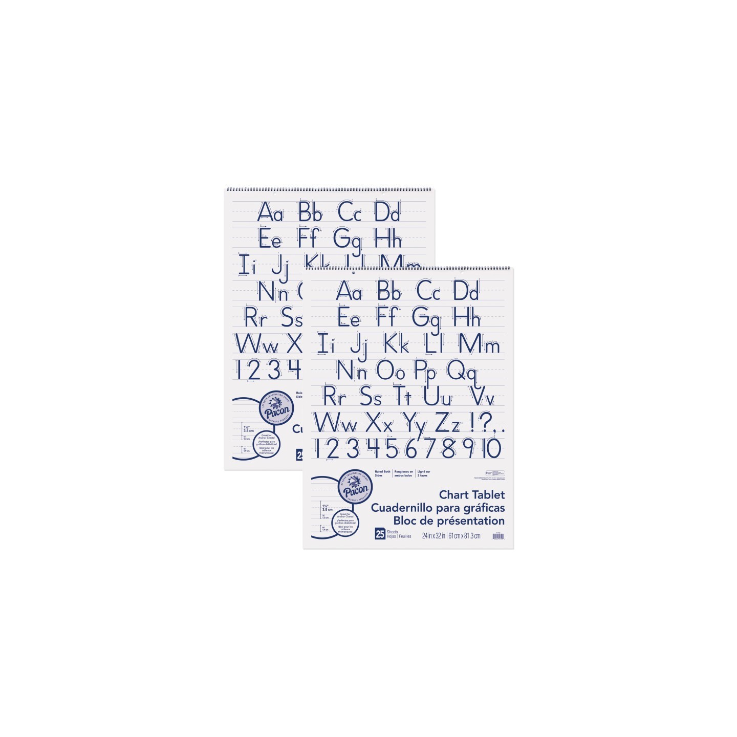 Pacon® Chart Tablet, Manuscript Cover, 1-1/2" Ruled, 24" x 32", 25 Sheets, Pack of 2
