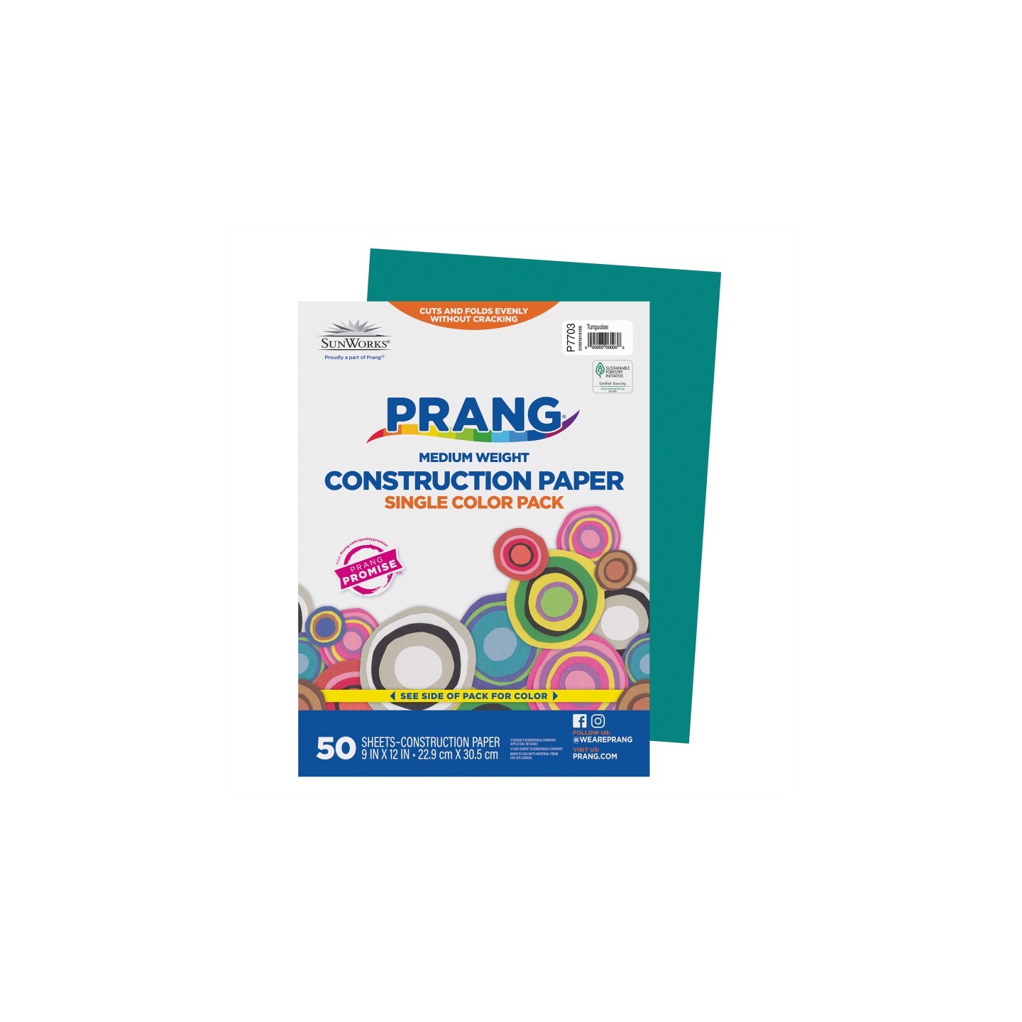 Prang® Construction Paper, Medium Weight, Turquoise, 9" x 12", 50 Sheets