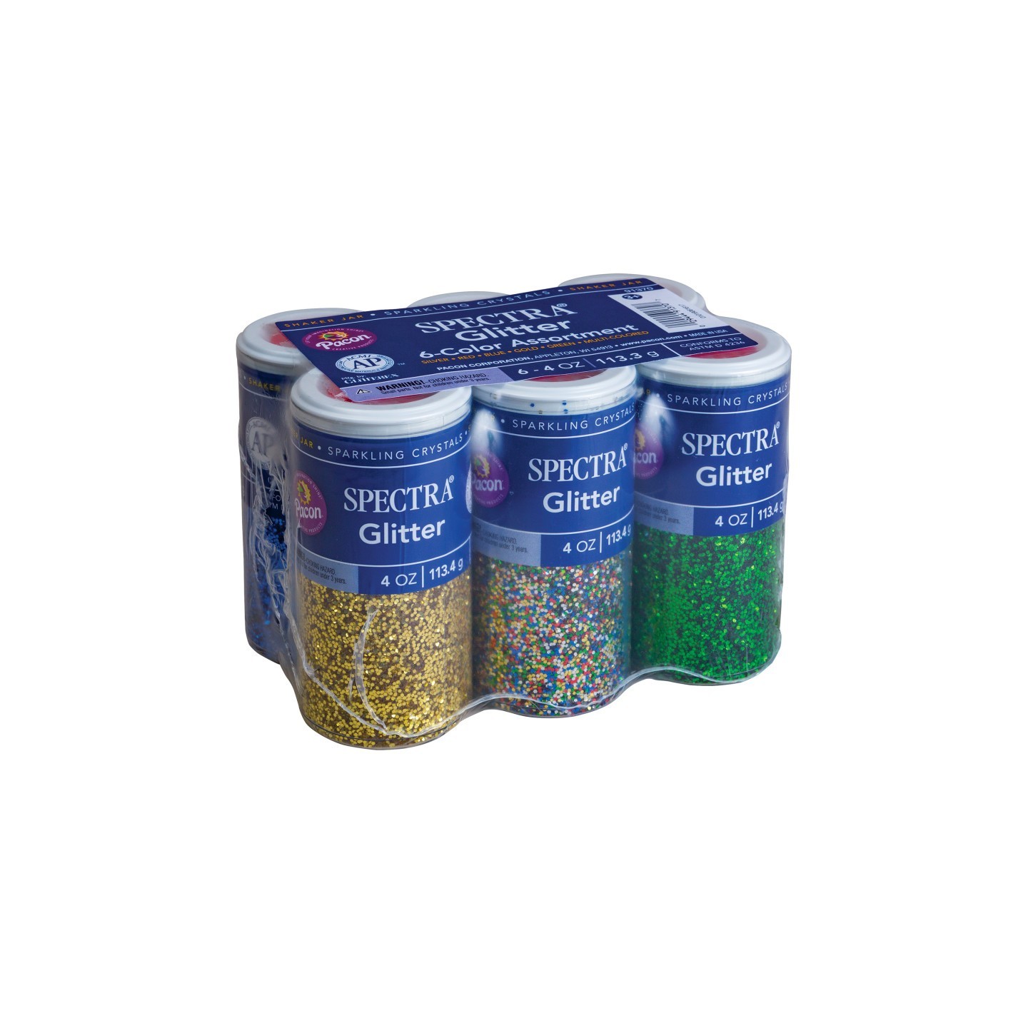 Spectra® Glitter Sparkling Crystals, 6 Assorted Colors, 4 oz., 6 Jars