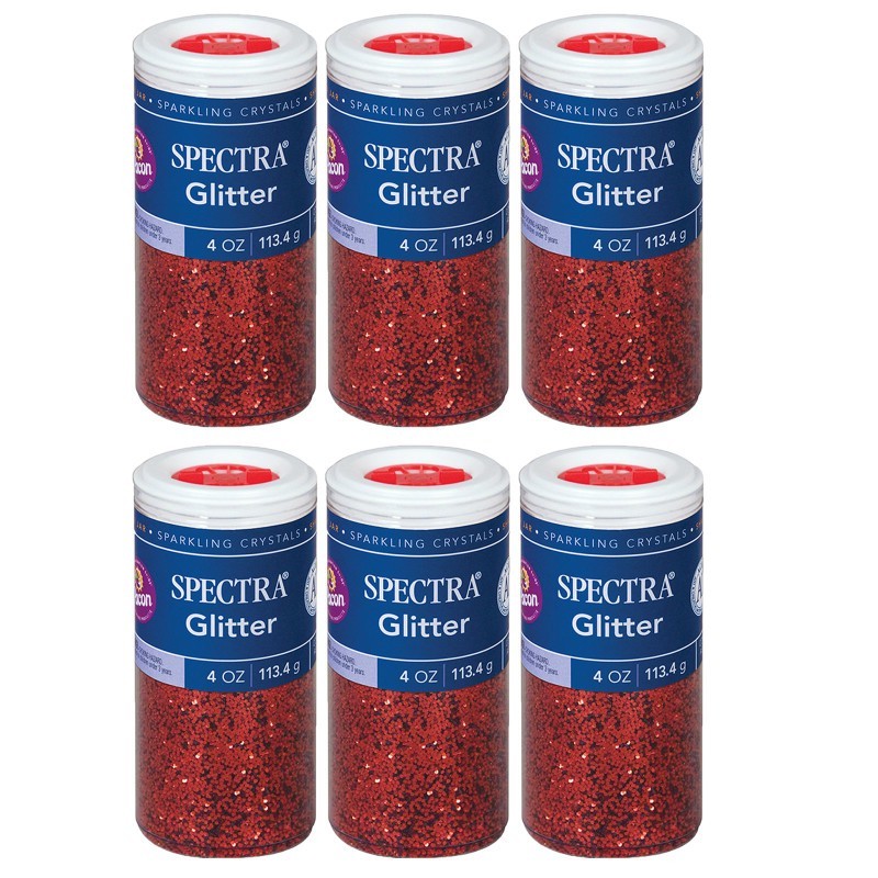 Spectra® Glitter, Red, 4 oz. Per Jar, 6 Jars