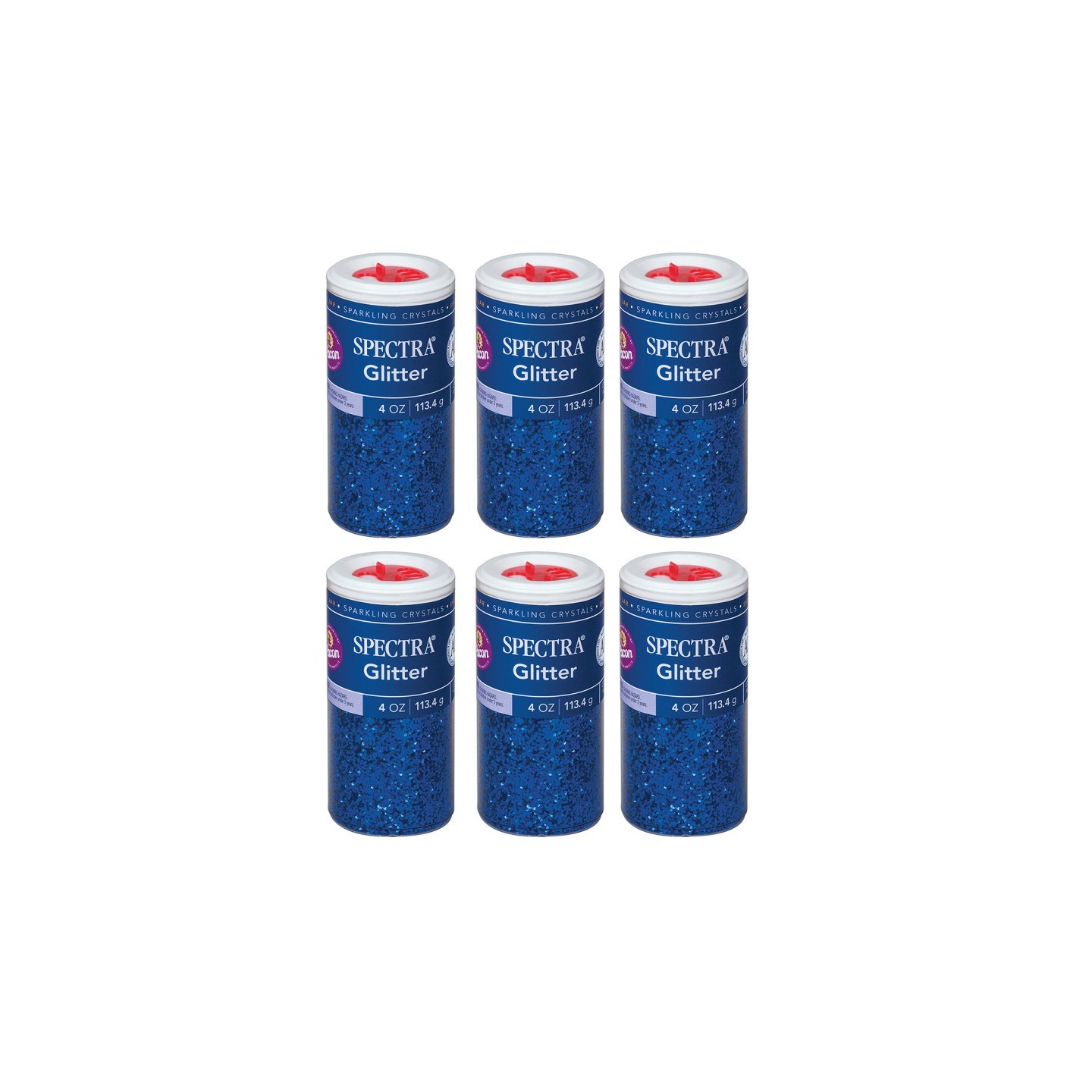 Spectra® Glitter, Blue, 4 oz. Per Jar, 6 Jars
